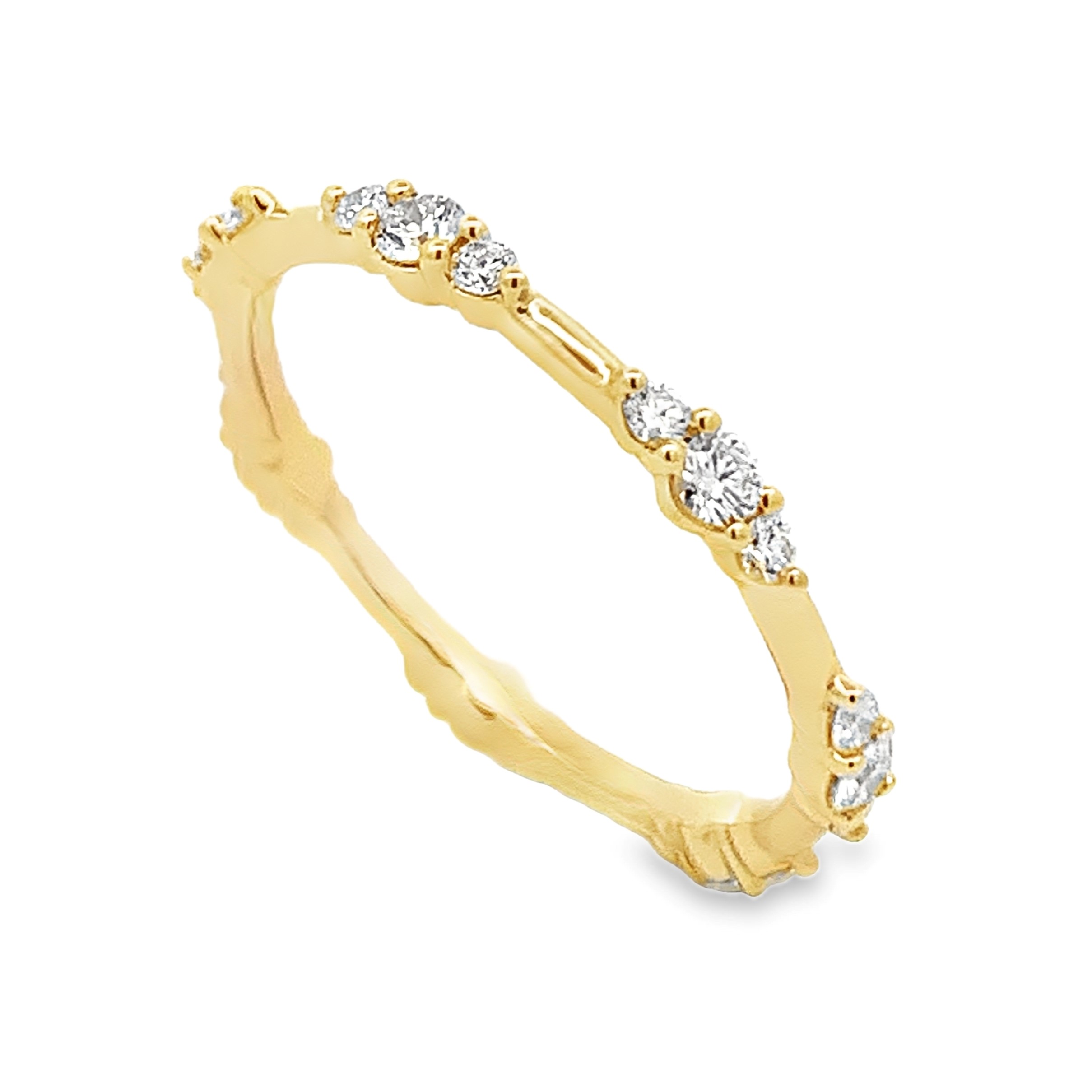 14K Yellow Gold Trio Station Diamond Band