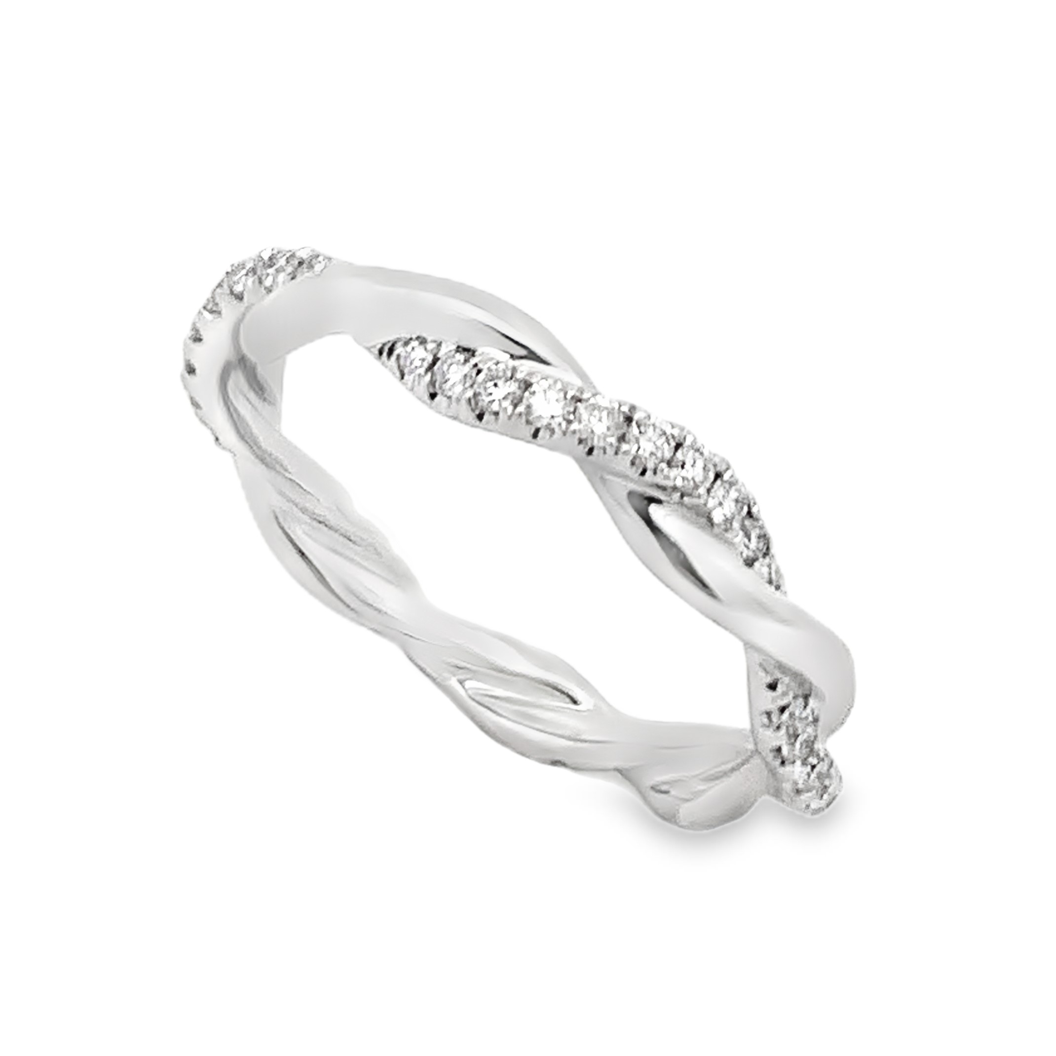 18K White Gold Twisted Diamond Anniversary Band