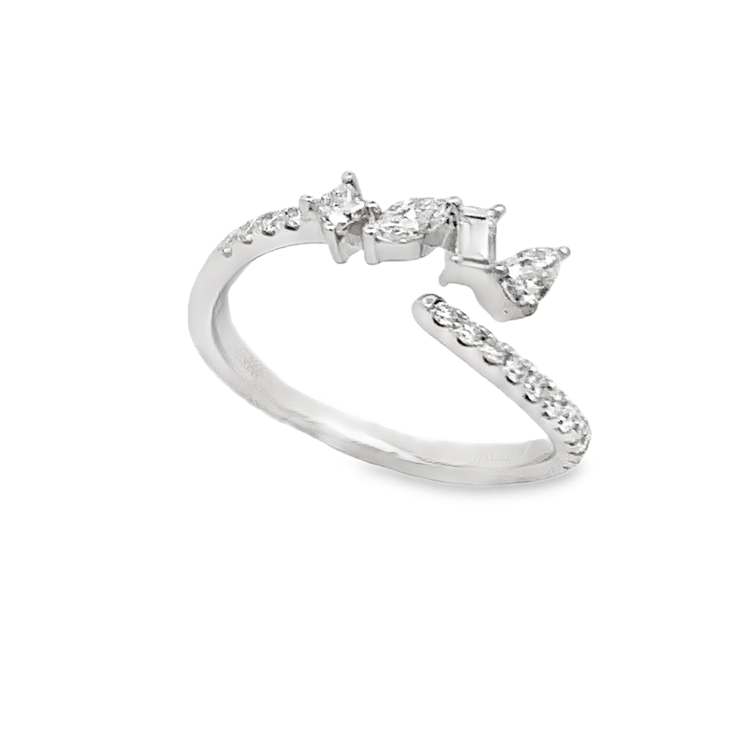 18K White Gold Bypass Diamond Ring