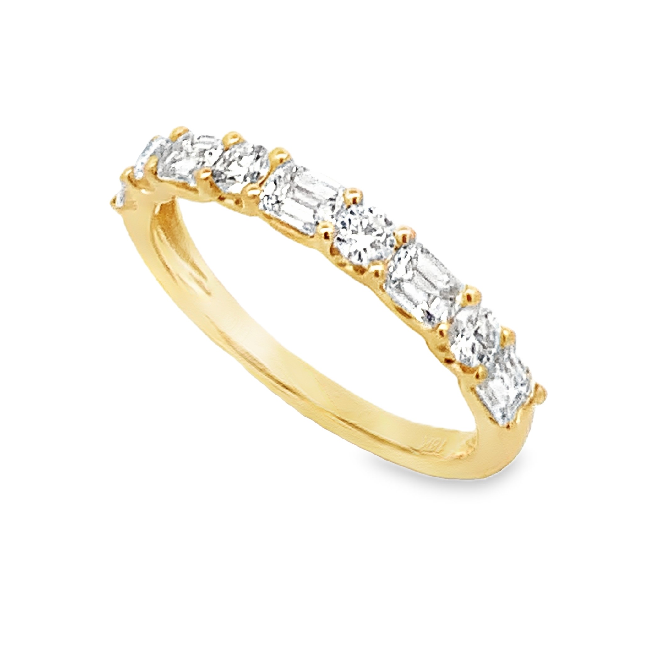 18K Yellow Gold Alternating Shape Anniversary Band