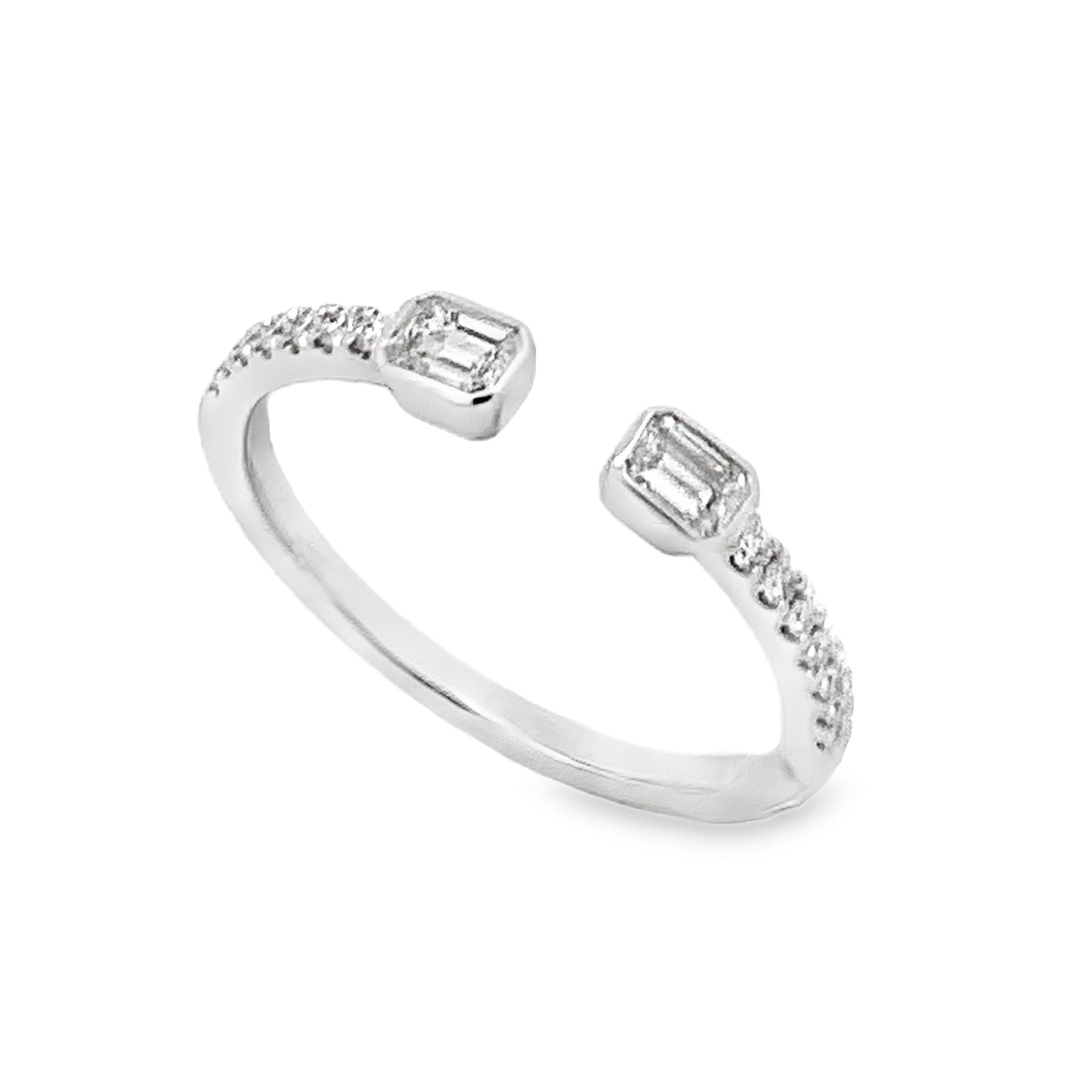 18K White Gold Split Diamond Ring