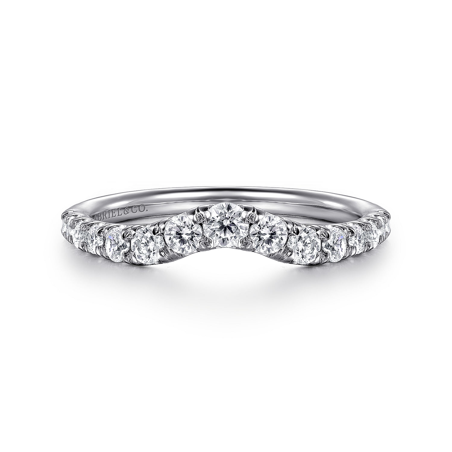 Gabriel & Co. 14K White Gold French Pave Diamond Anniversary Band