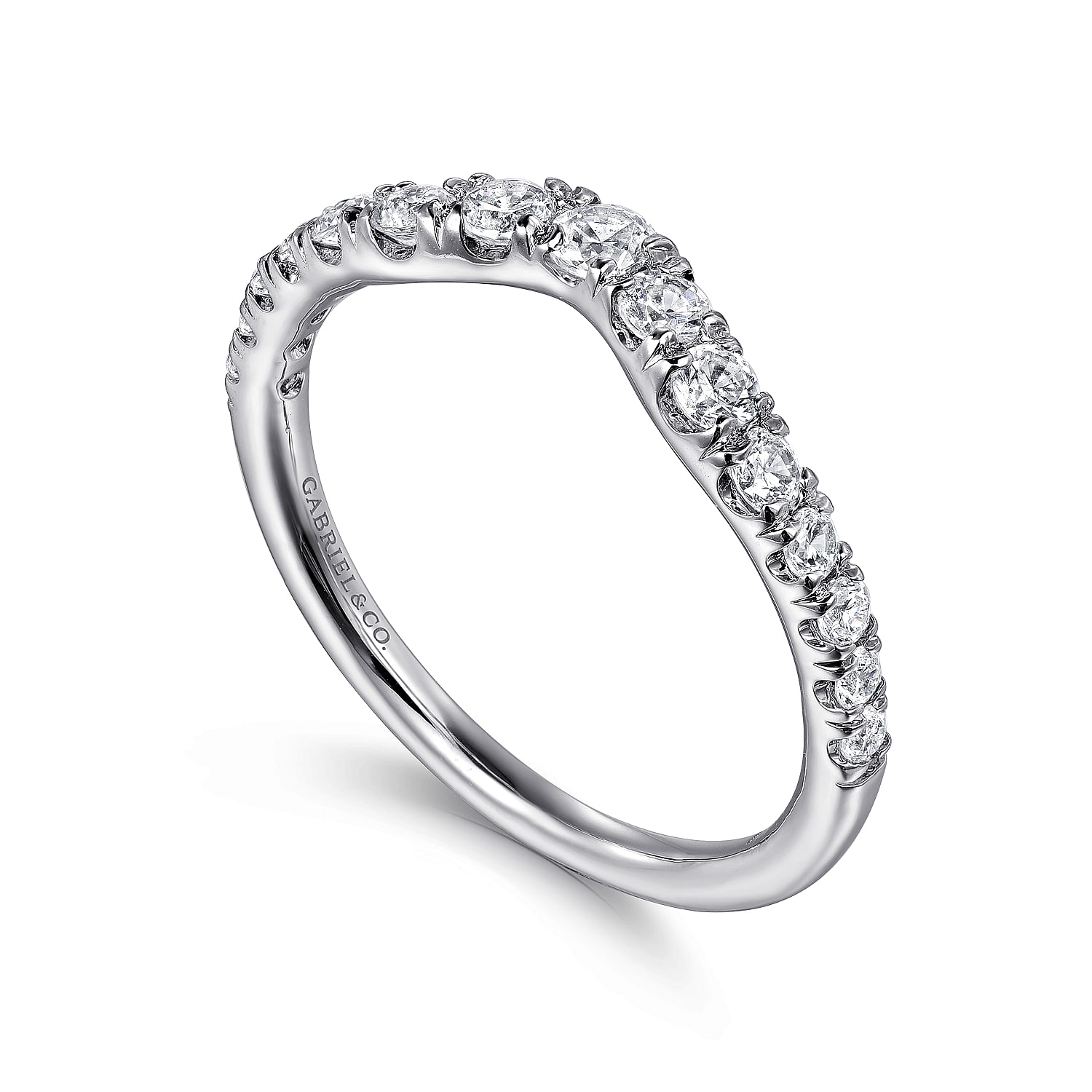 Gabriel & Co. 14K White Gold French Pave Diamond Anniversary Band