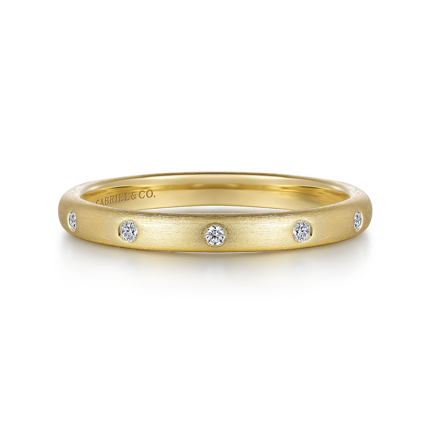 Gabriel & Co.14K Yellow Gold Diamond Satin Ring