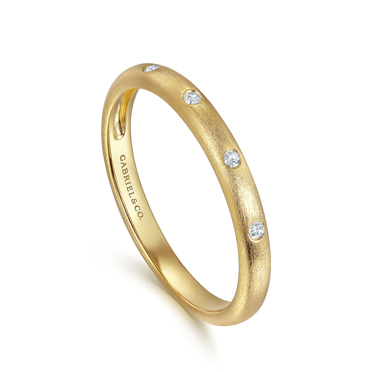 Gabriel & Co.14K Yellow Gold Diamond Satin Ring