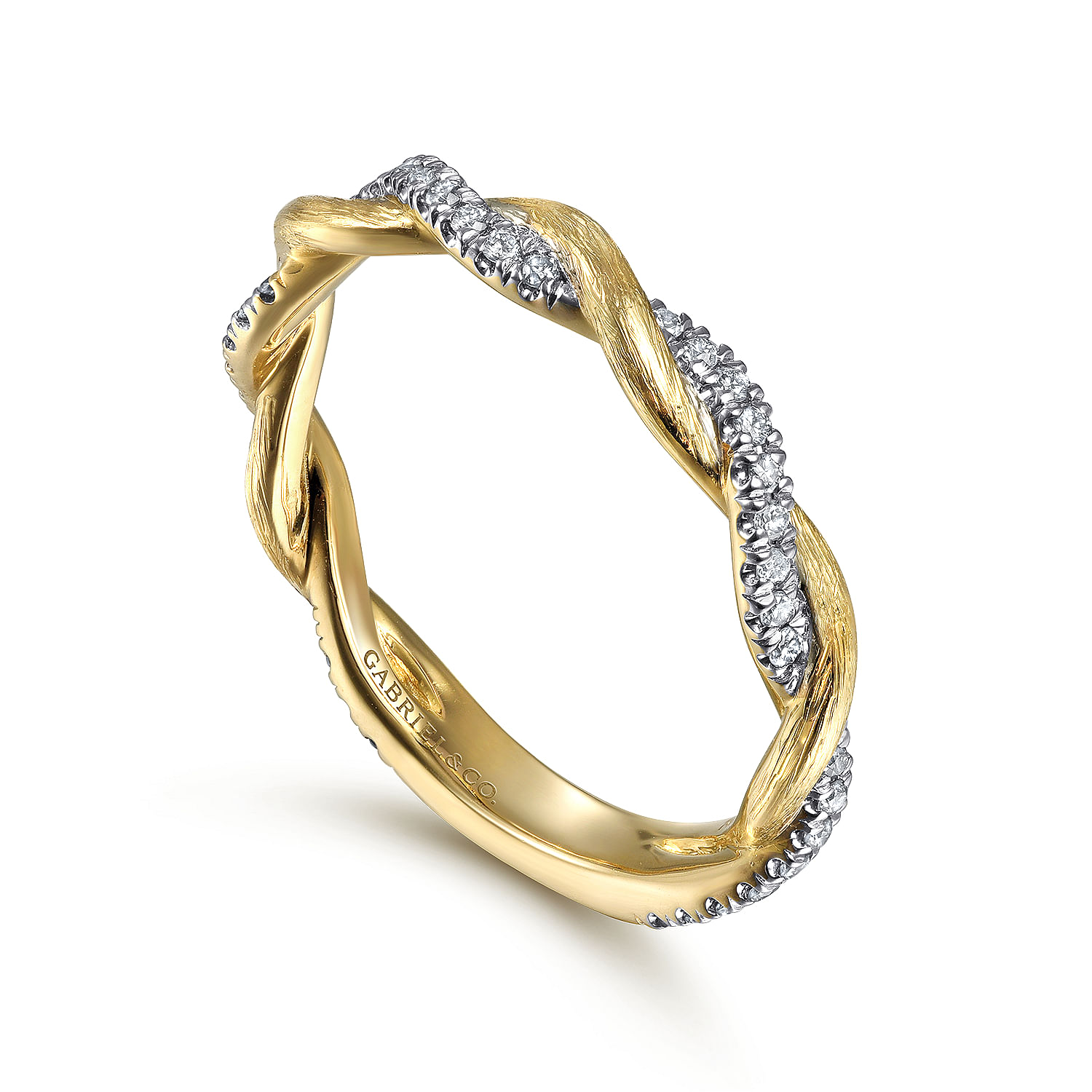 Gabriel & Co. 14K Yellow Gold Twisted Diamond Ring