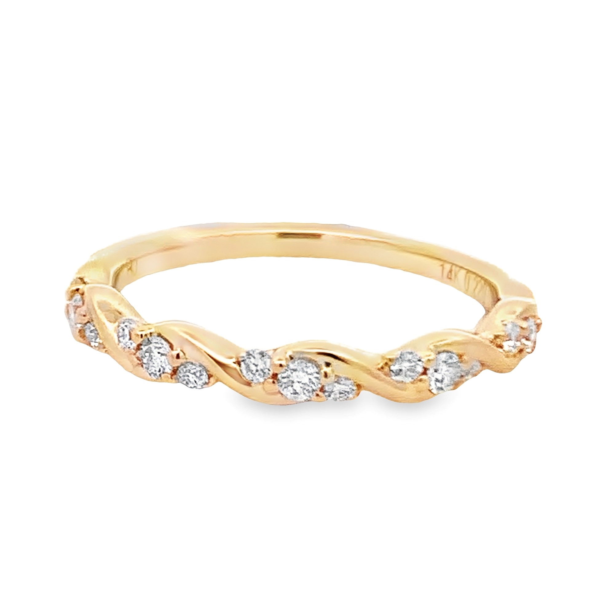 14K Yellow Gold Twist Diamond Anniversary Band