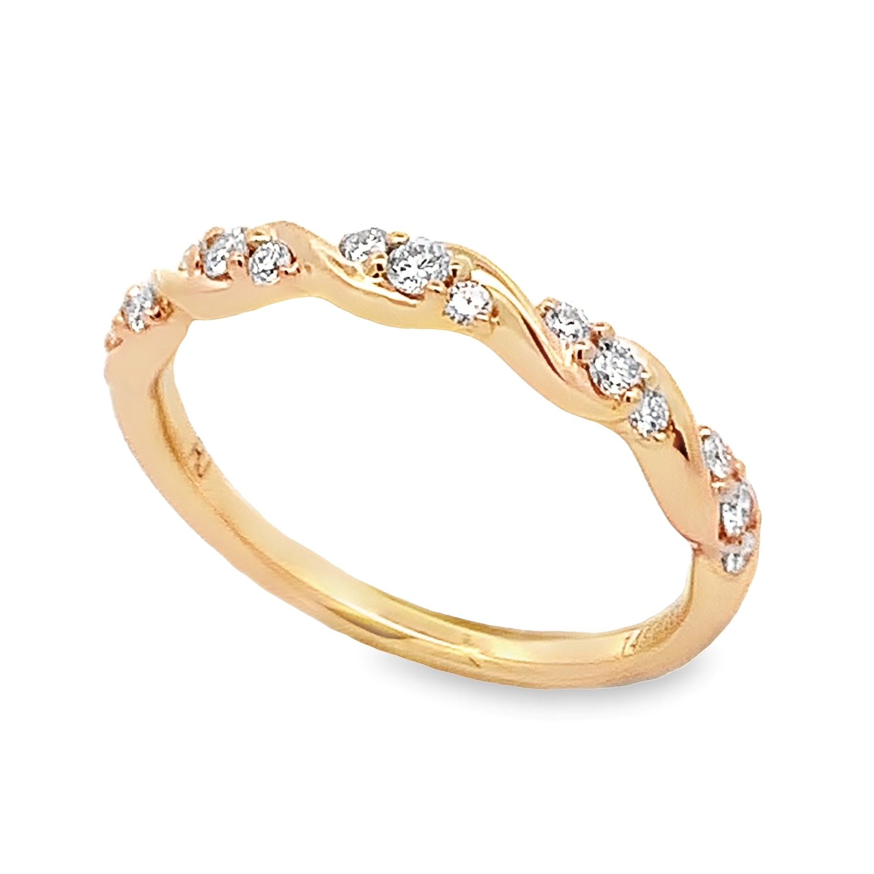 14K Yellow Gold Twist Diamond Anniversary Band