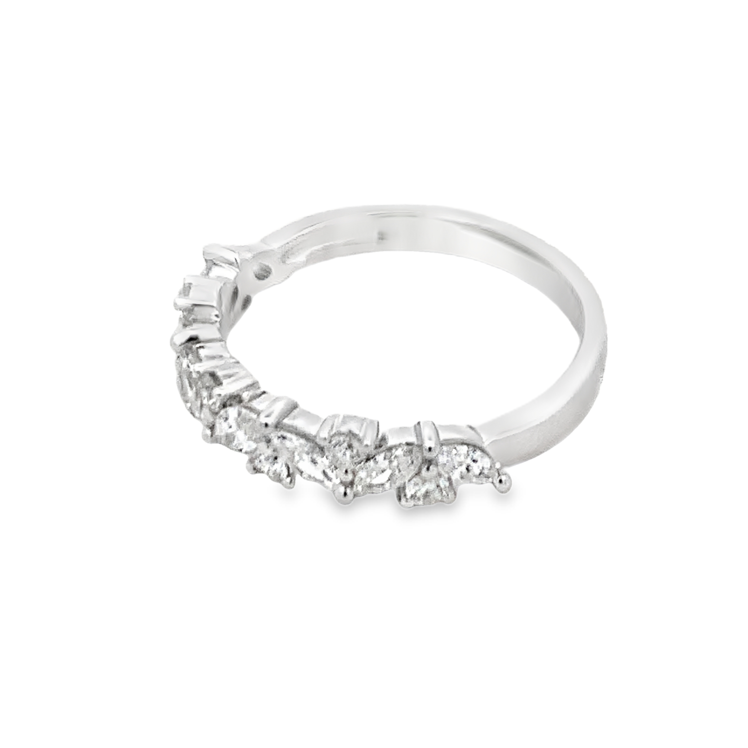 14K White Gold Round and Marquise Diamond Anniversary Band