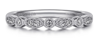 Gabriel & Co.14 Karat White Gold Diamond Anniversary Band with 14 Round Diamonds 0.14ctw H-I SI2