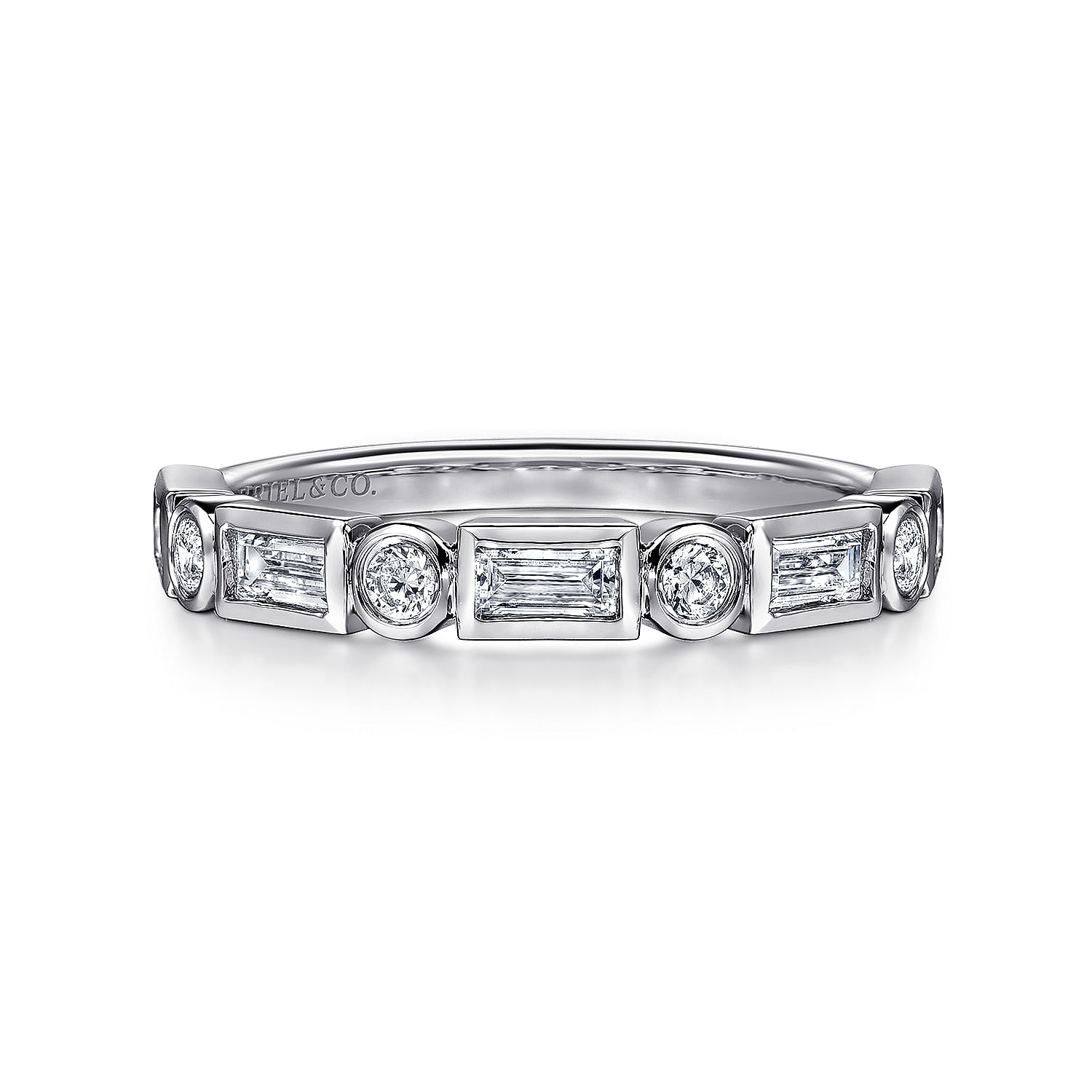 Gabriel & Co. 14K White Gold Bezel Diamond Anniversary Band