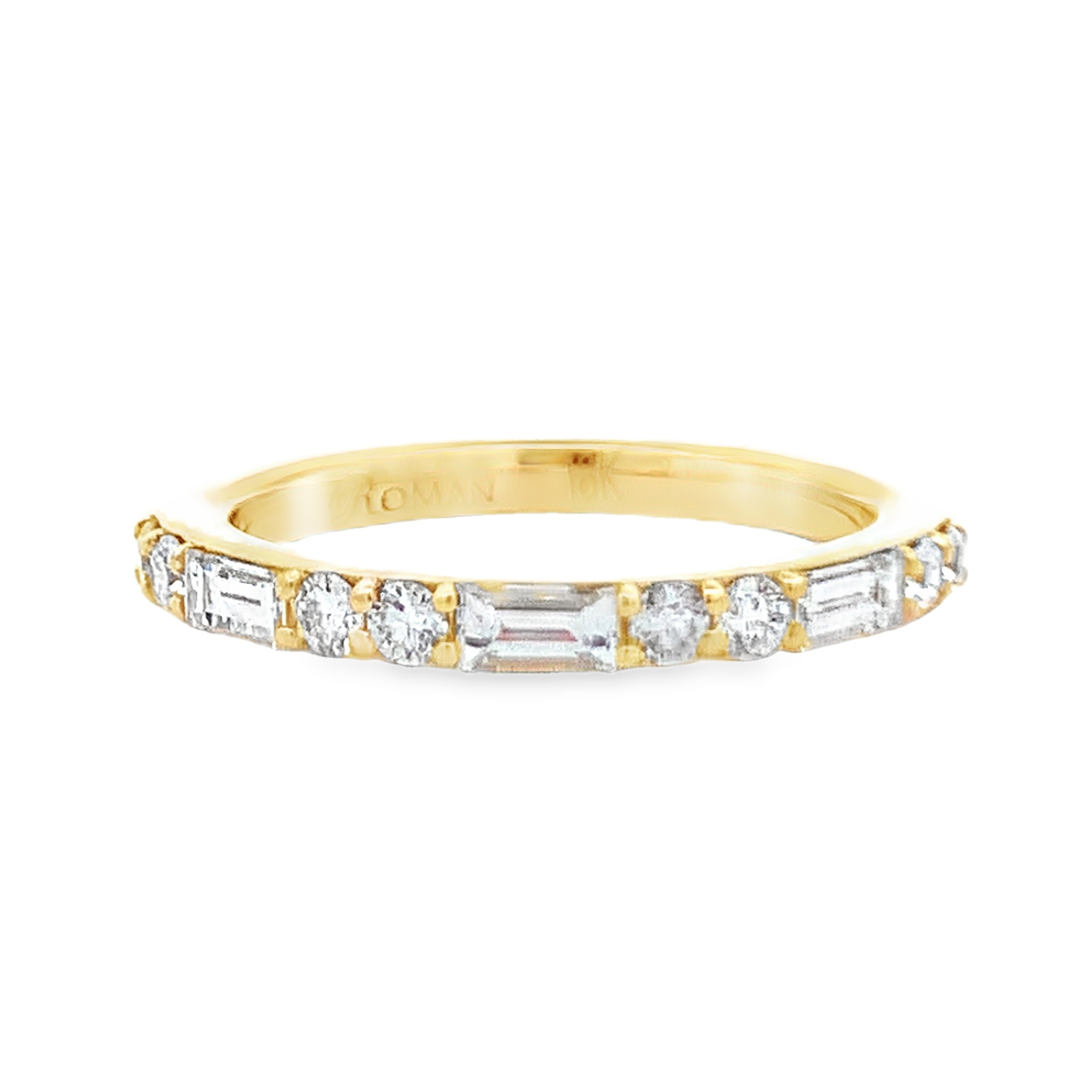 Romanza 14K Yellow Gold Alternating Diamond Anniversary Band