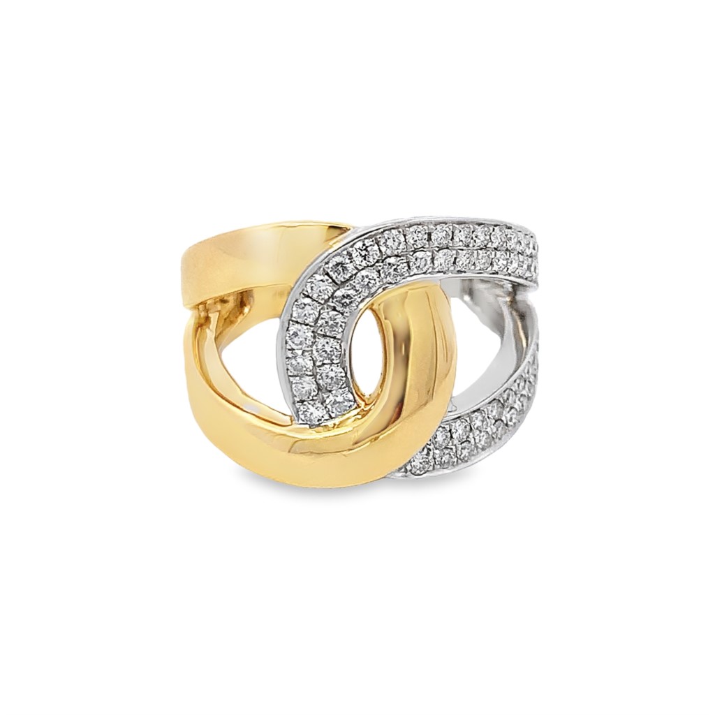 18K Two-Tone Diamond Interlocked Ring