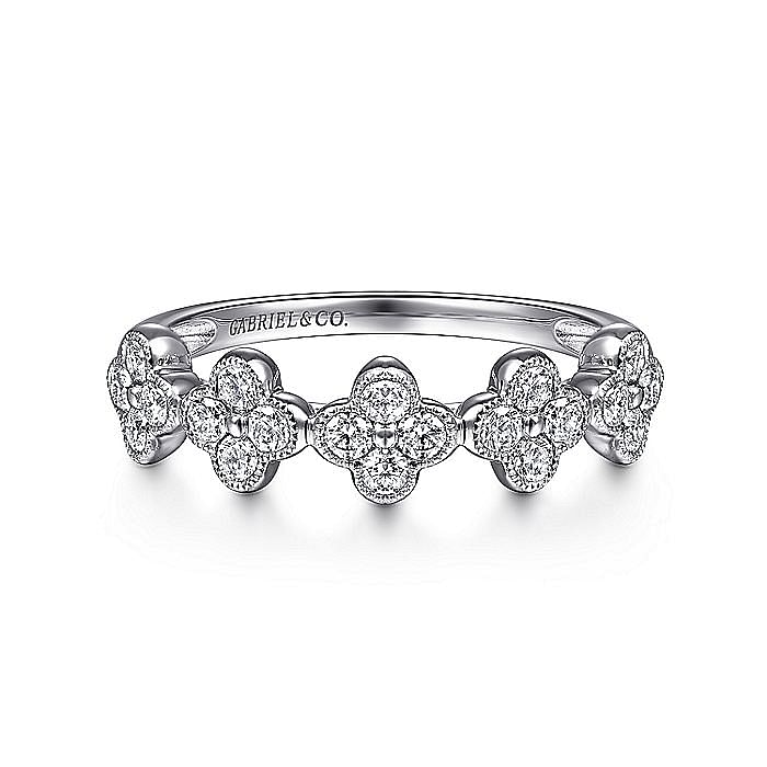 Gabriel & Co. 14K White Gold Diamond Clover Ring