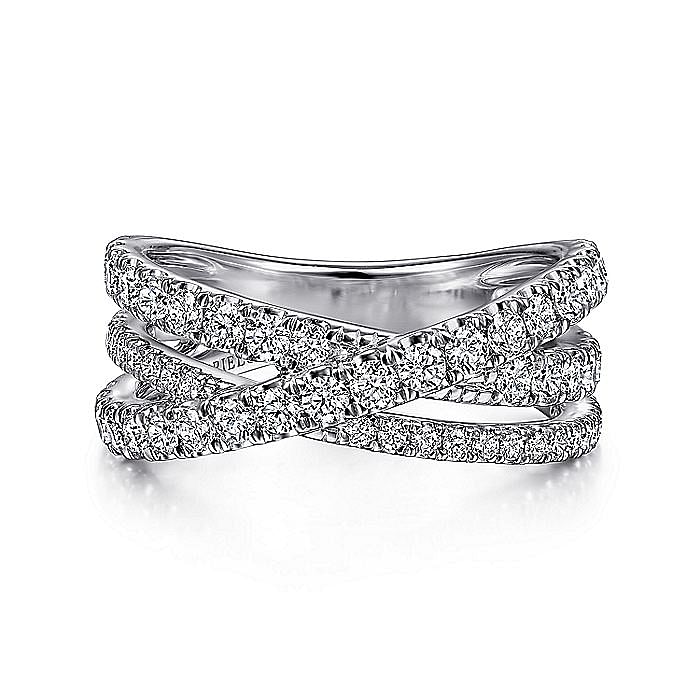 Gabriel & Co. 14K White Gold Diamond Criss Cross Ring