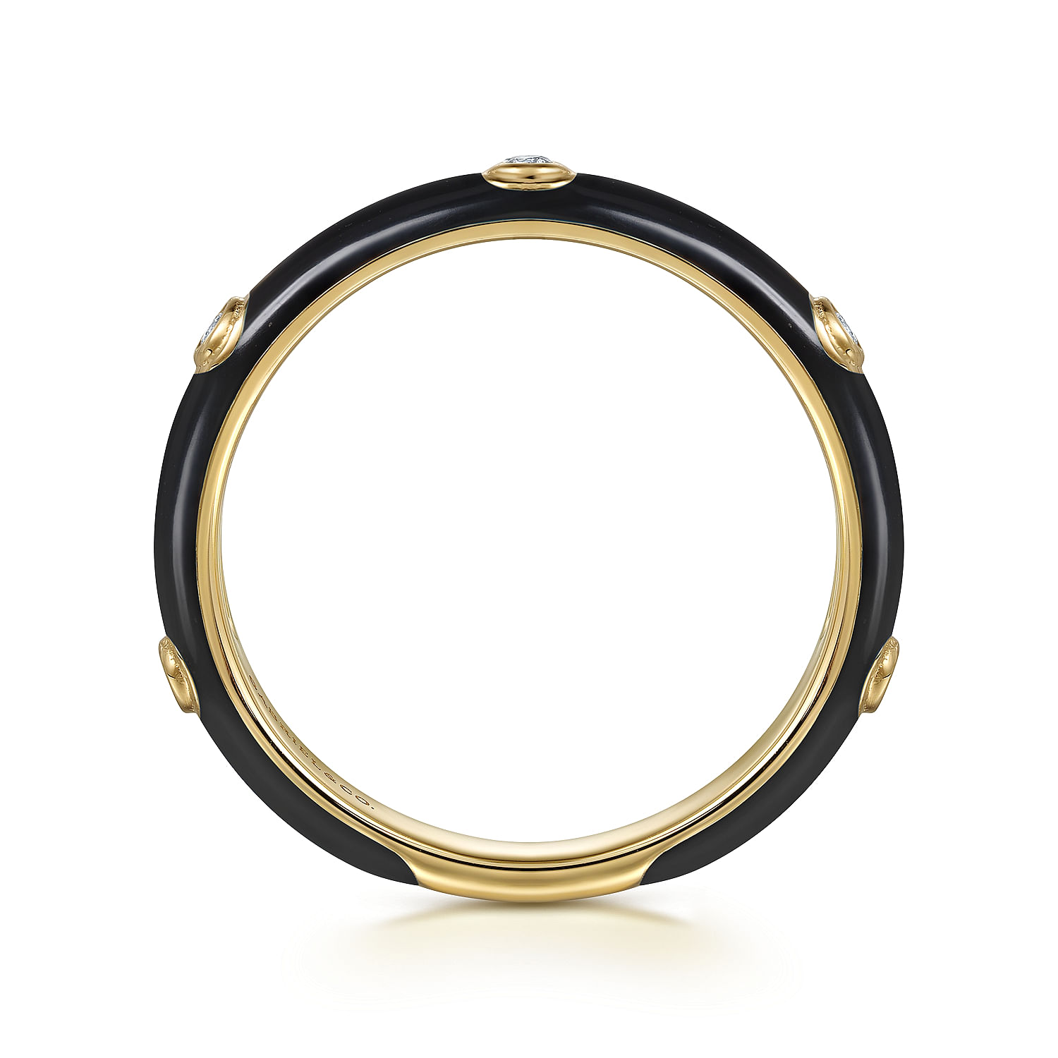 Gabriel & Co. 14K Yellow Gold Diamond and Black Enamel Ring