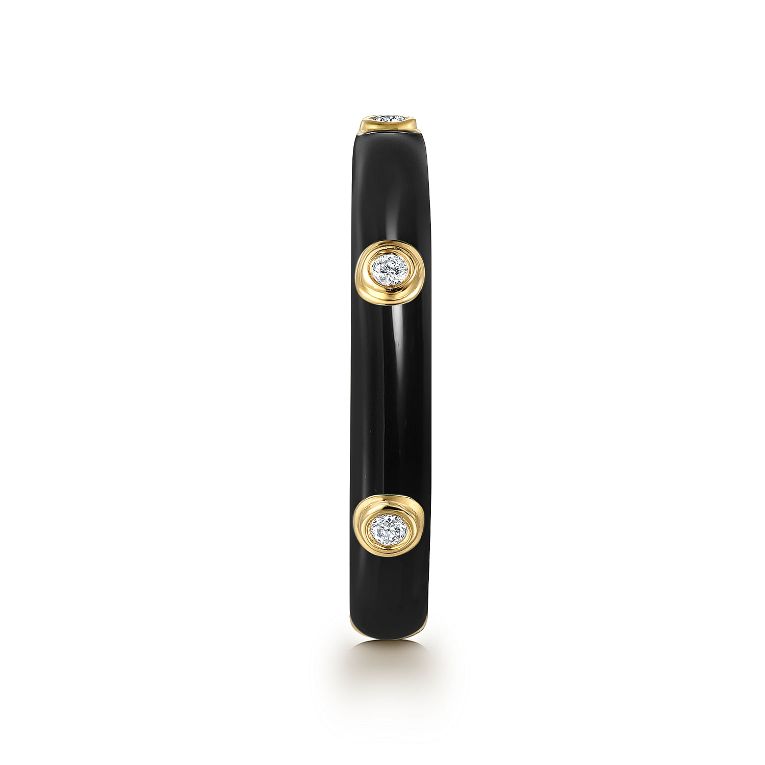 Gabriel & Co. 14K Yellow Gold Diamond and Black Enamel Ring