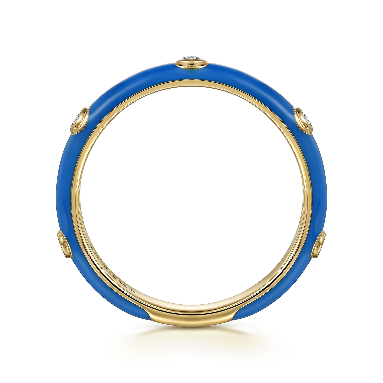 Gabriel & Co. 14K Yellow Gold Diamond and Blue Enamel Ring