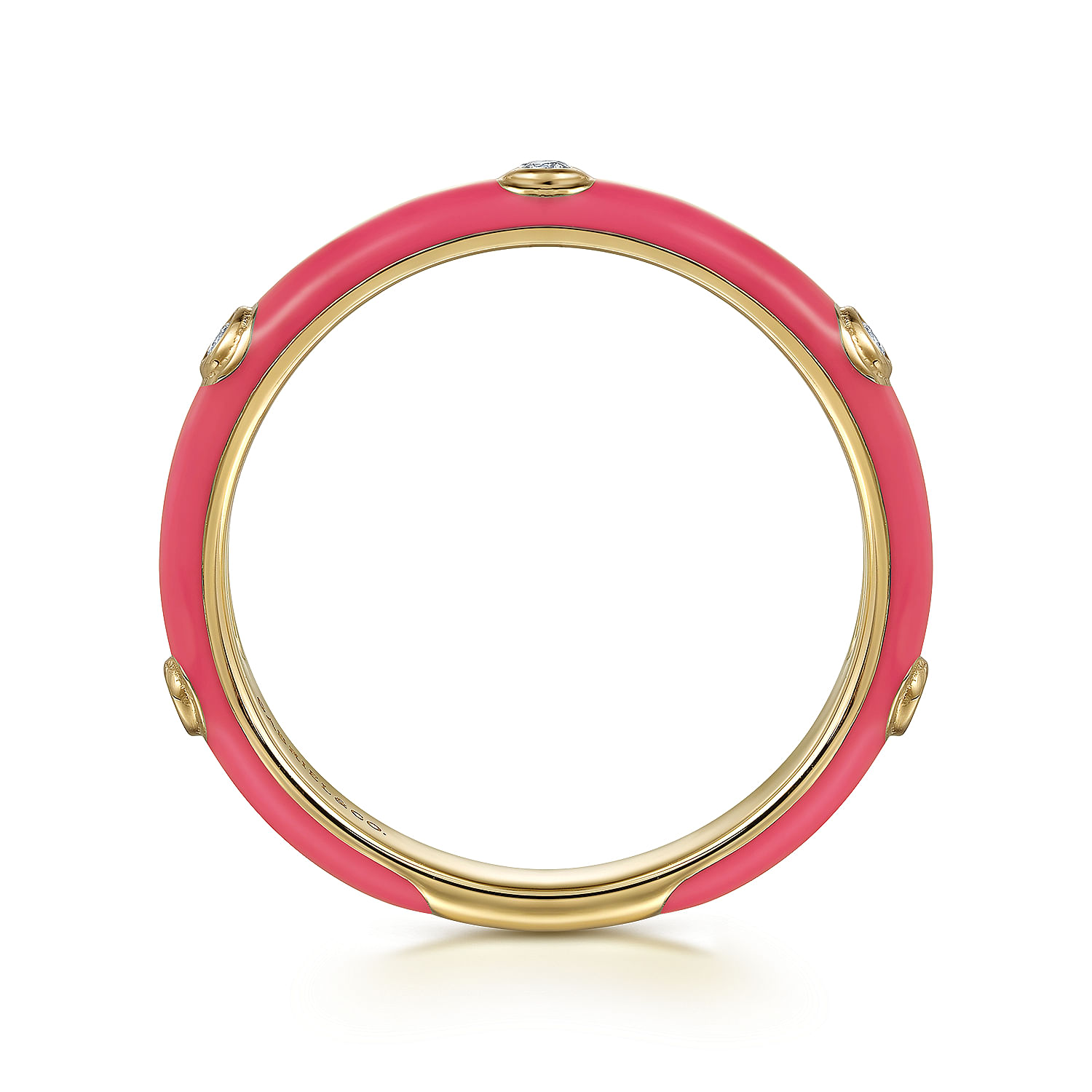 Gabriel & Co. 14K Yellow Gold Diamond and Pink Enamel Ring