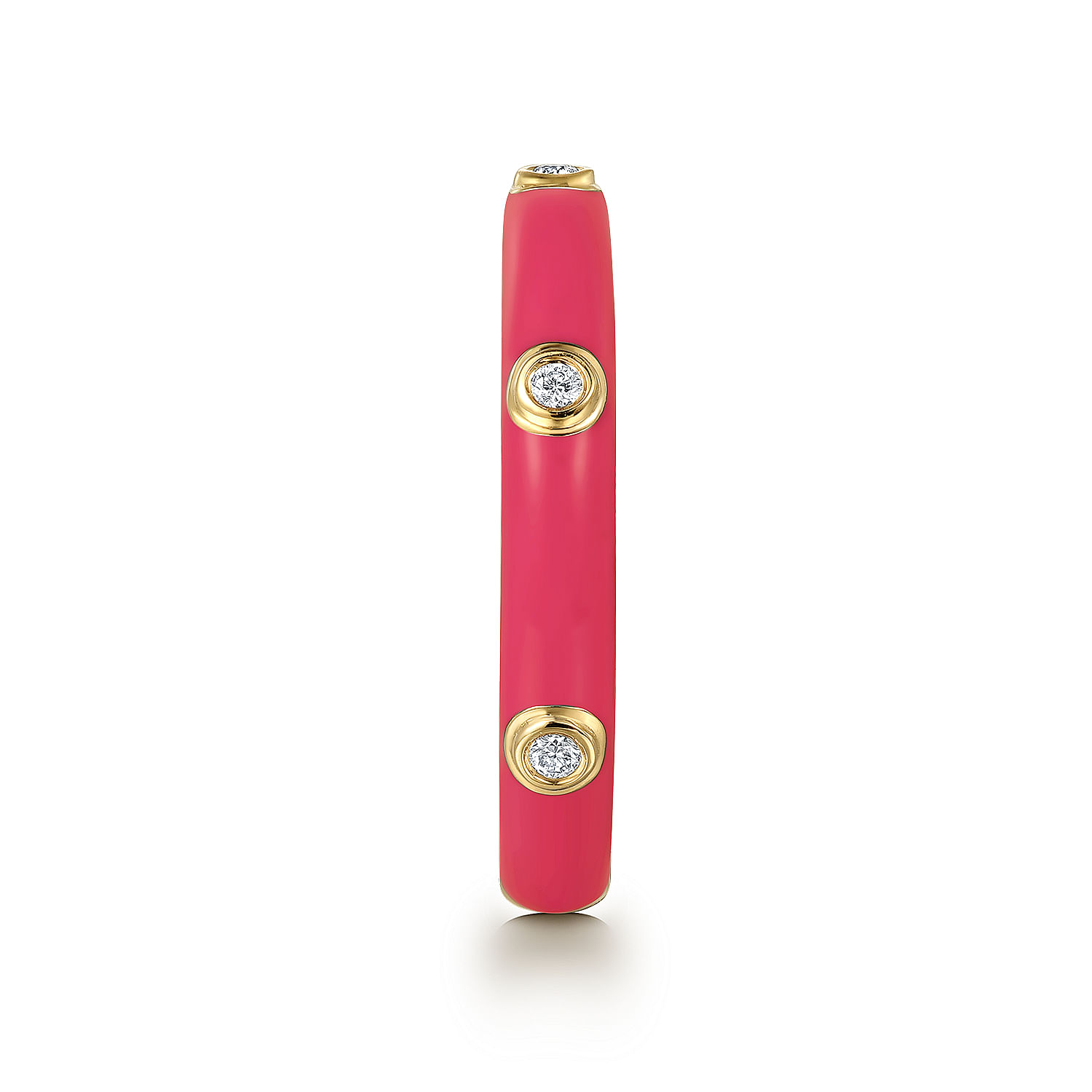 Gabriel & Co. 14K Yellow Gold Diamond and Pink Enamel Ring