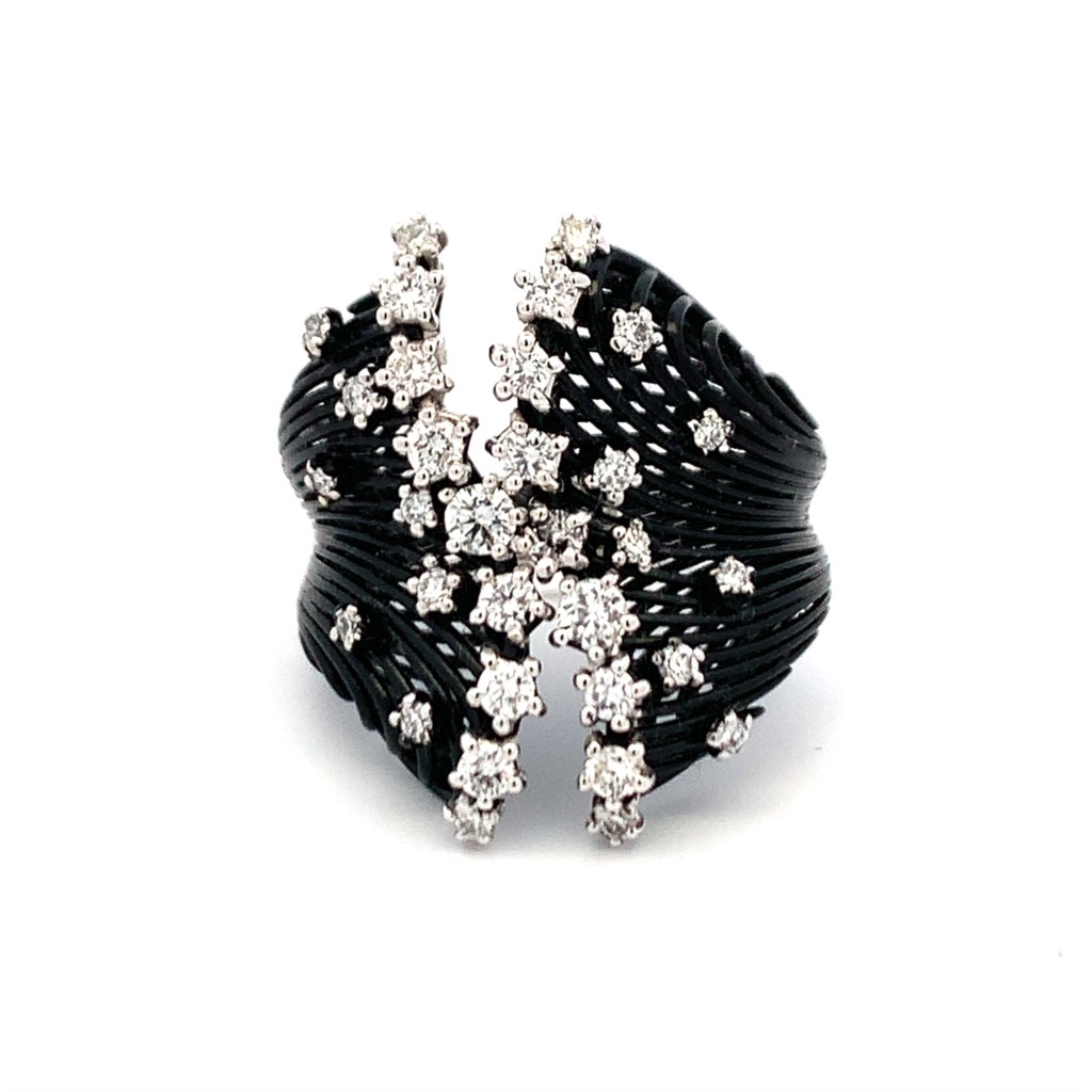 Giloro 18K Black Gold Freeform Diamond Ring