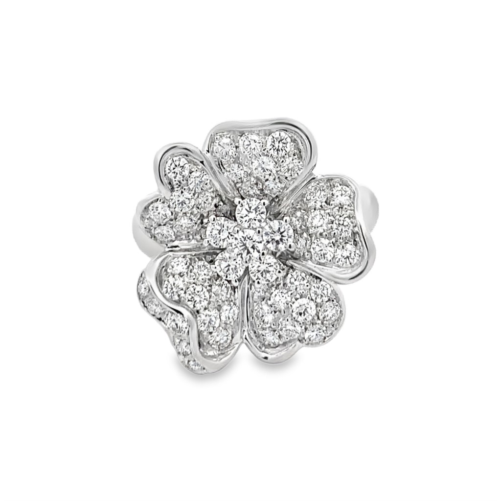 Leo Pizzo 18K White Gold Diamond Flower Ring