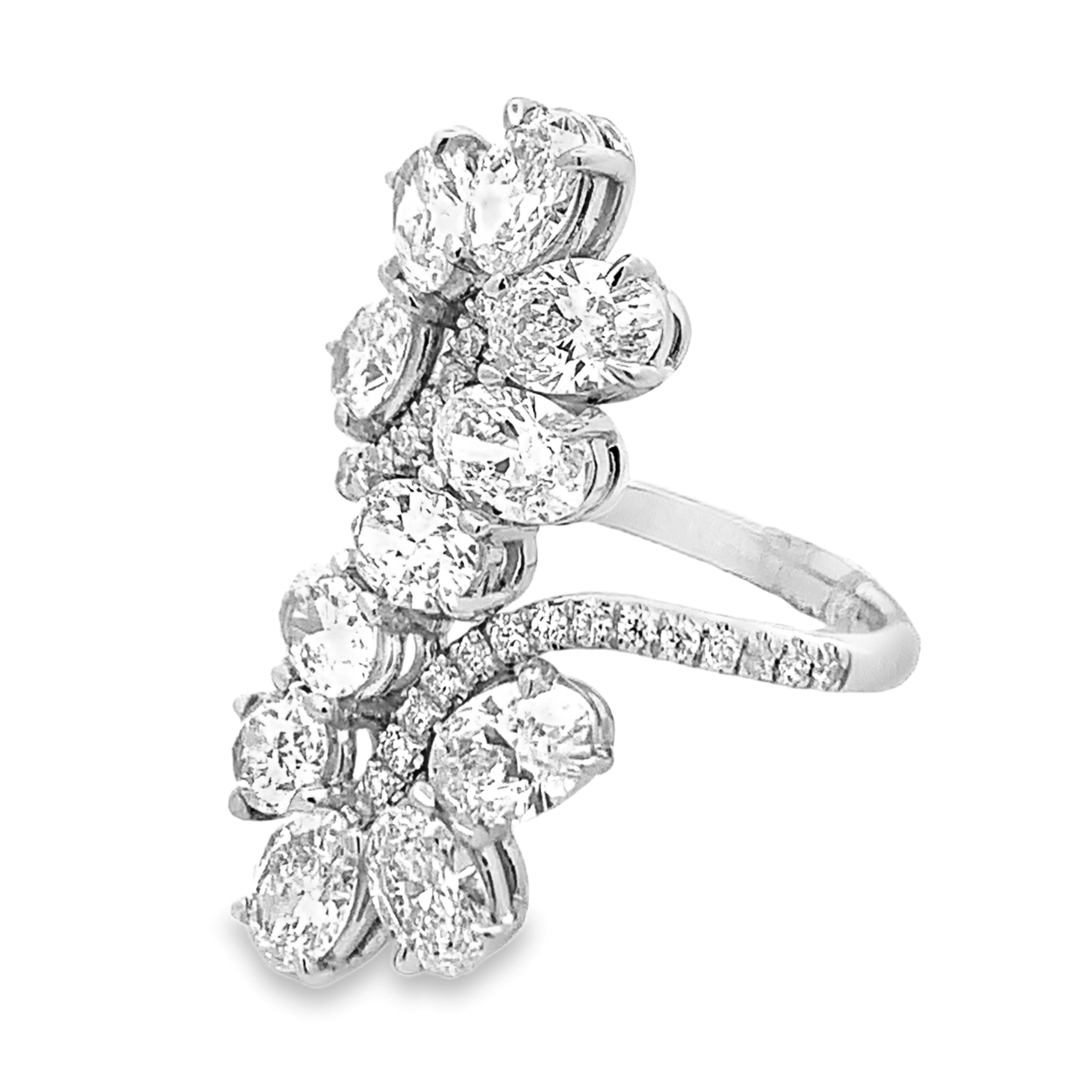 Norman Silverman 18K White Gold Diamond Floral Ring