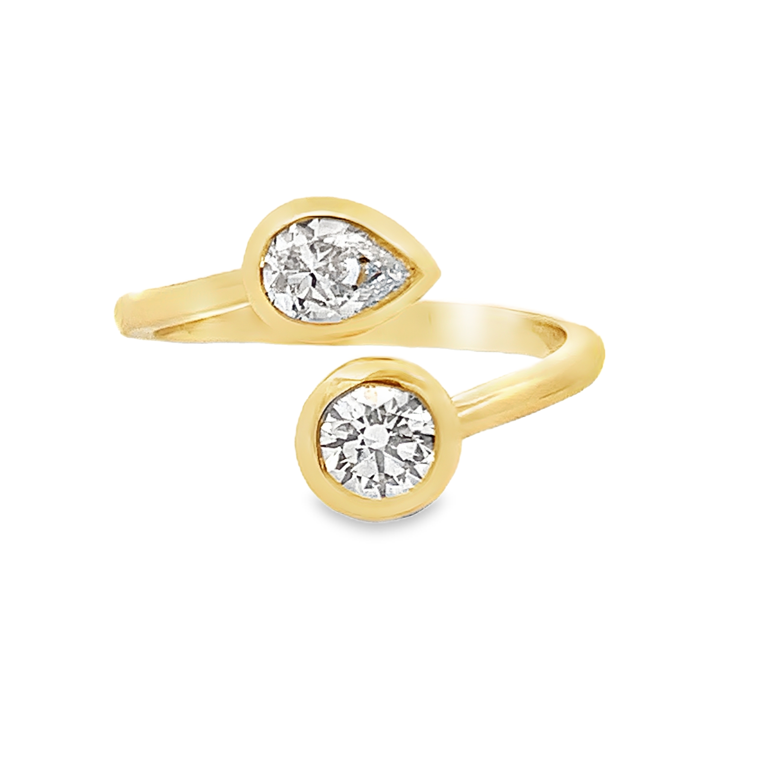 Norman Silverman 18K Yellow Gold 2-Stone Diamond Bypass Ring