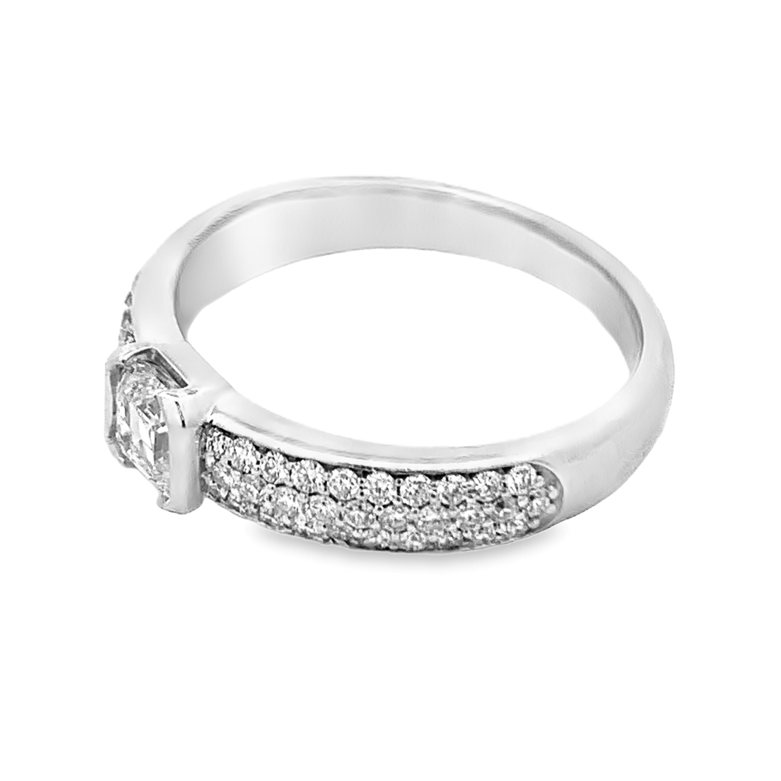 Norman Silverman 18K White Gold Asscher Center Pave Diamond Ring