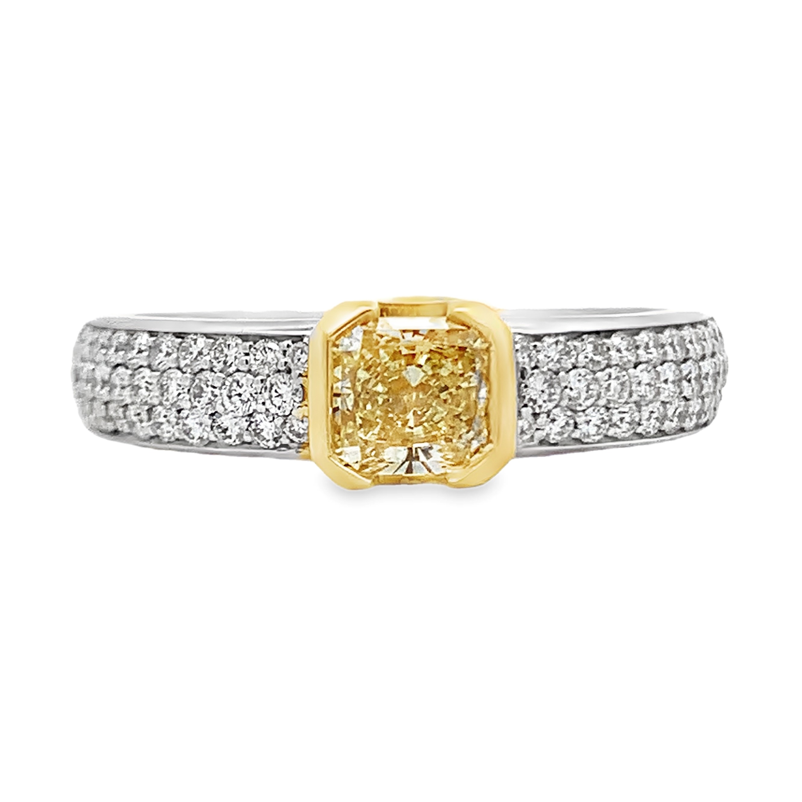 Norman Silverman 18K Two-Tone Yellow Diamond Center Pave Ring