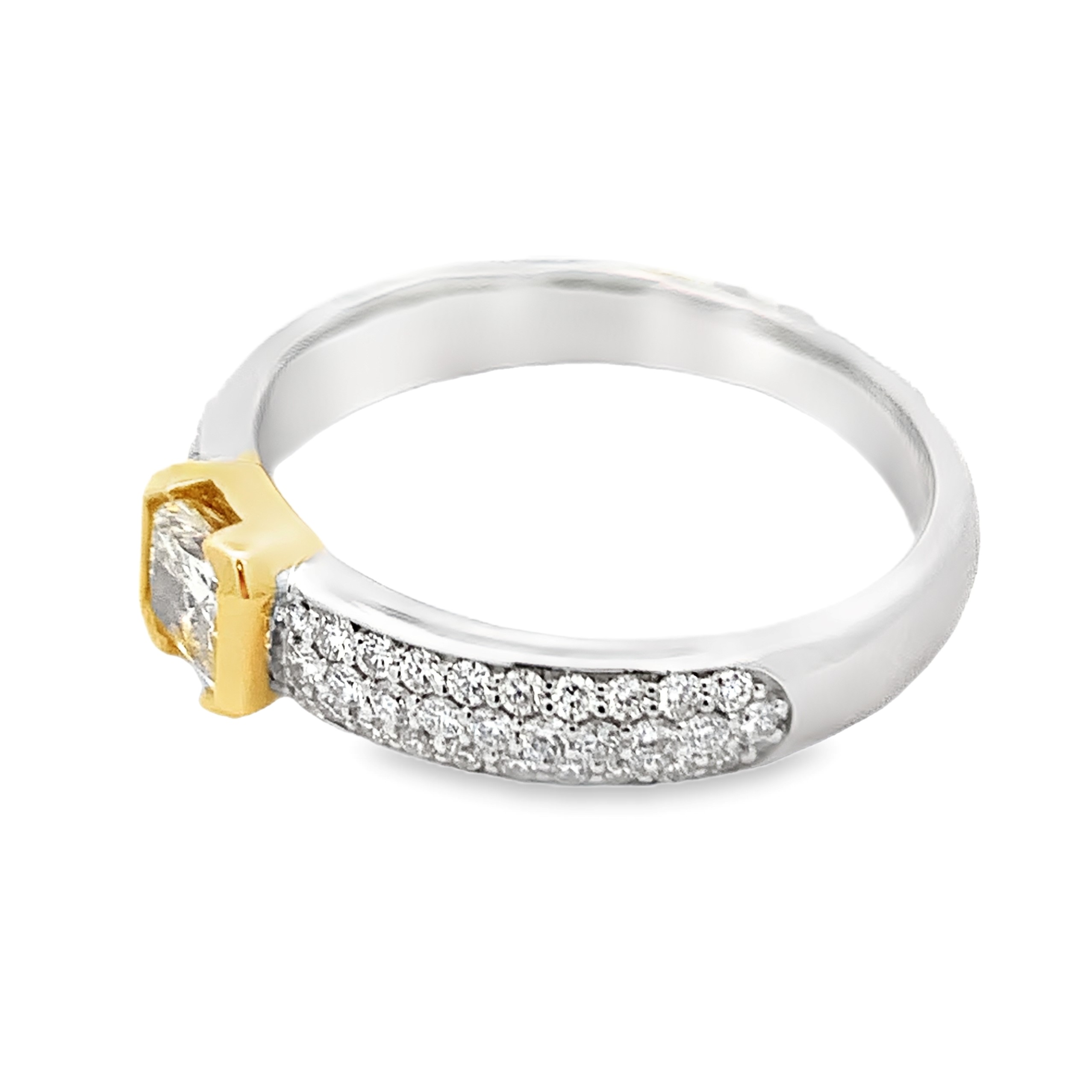 Norman Silverman 18K Two-Tone Yellow Diamond Center Pave Ring