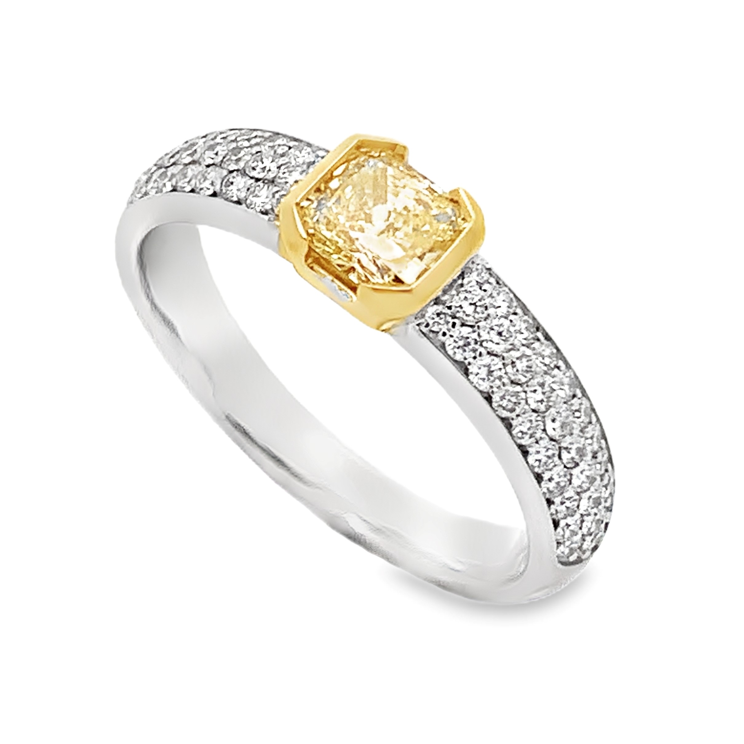 Norman Silverman 18K Two-Tone Yellow Diamond Center Pave Ring