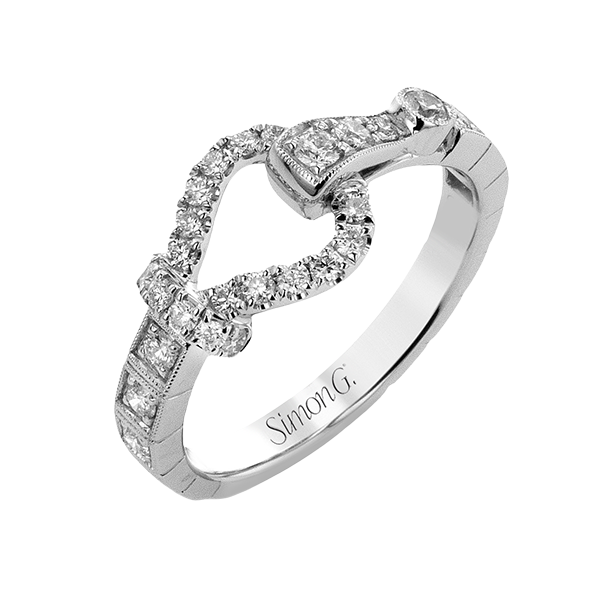 Simon G. 18K White Gold Diamond Buckle Ring