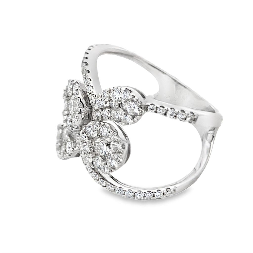 18K White Gold Bypass Cluster Ring