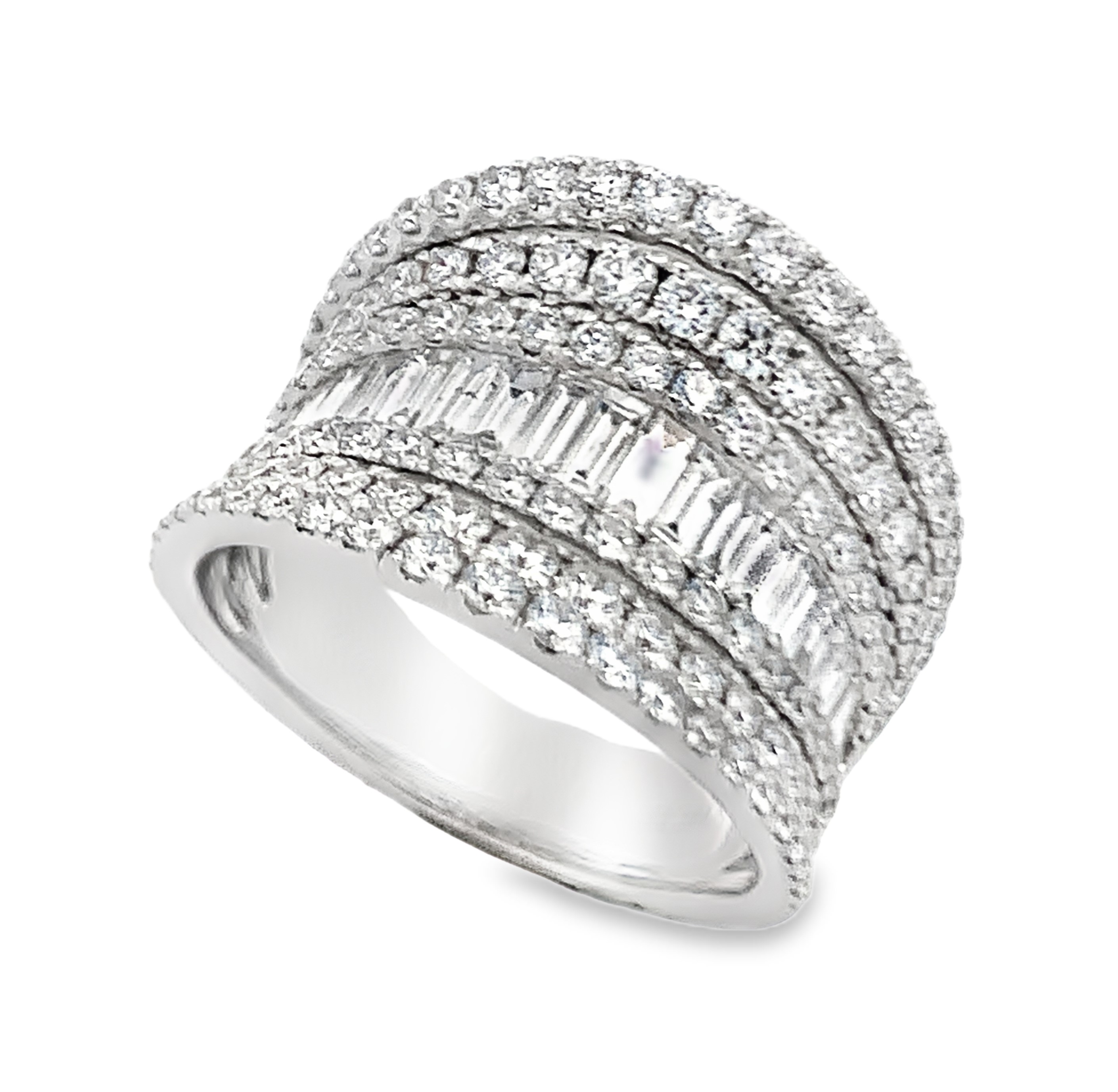 18K White Gold Concave Diamond Ring