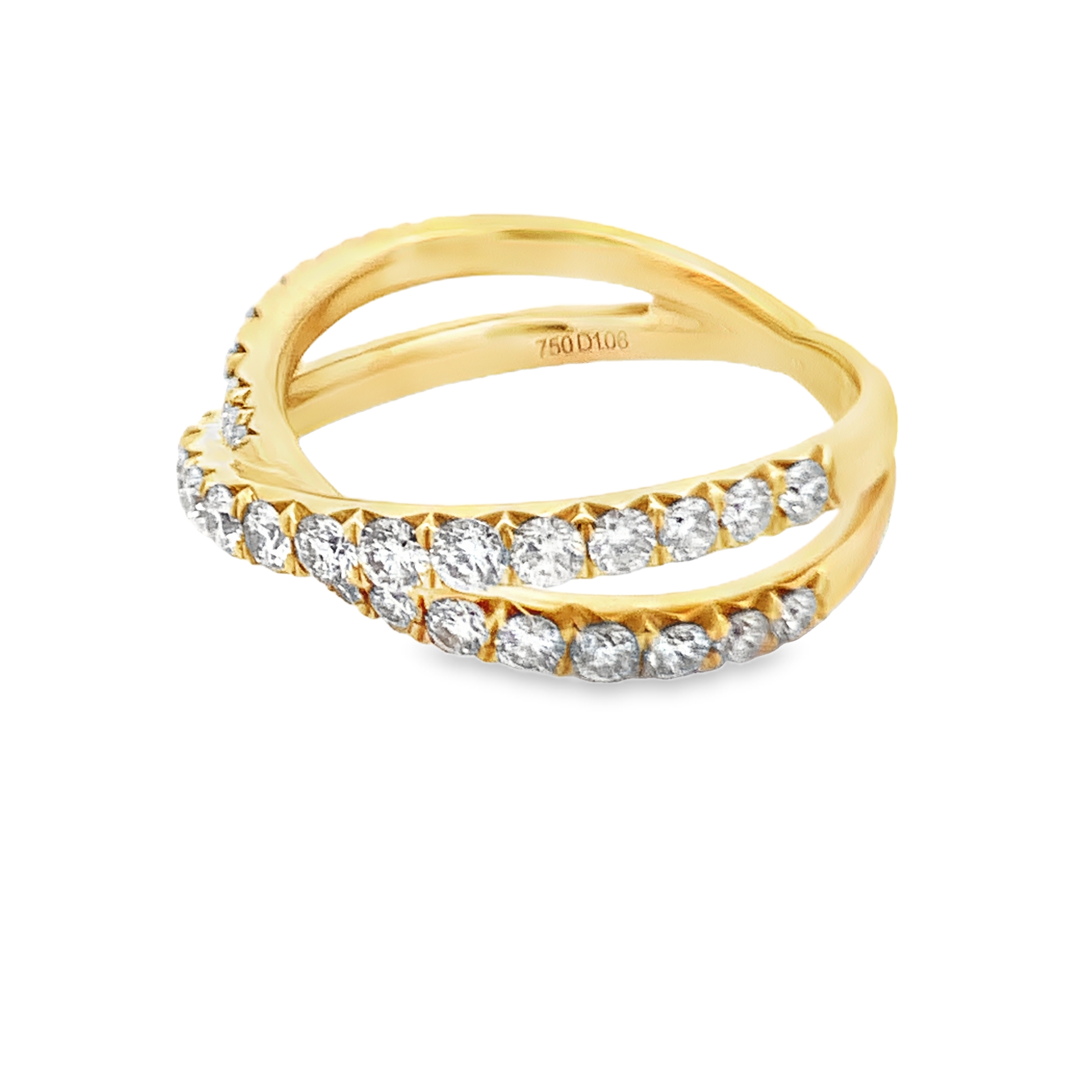 18K Yellow Gold Diamond Criss-Cross Ring