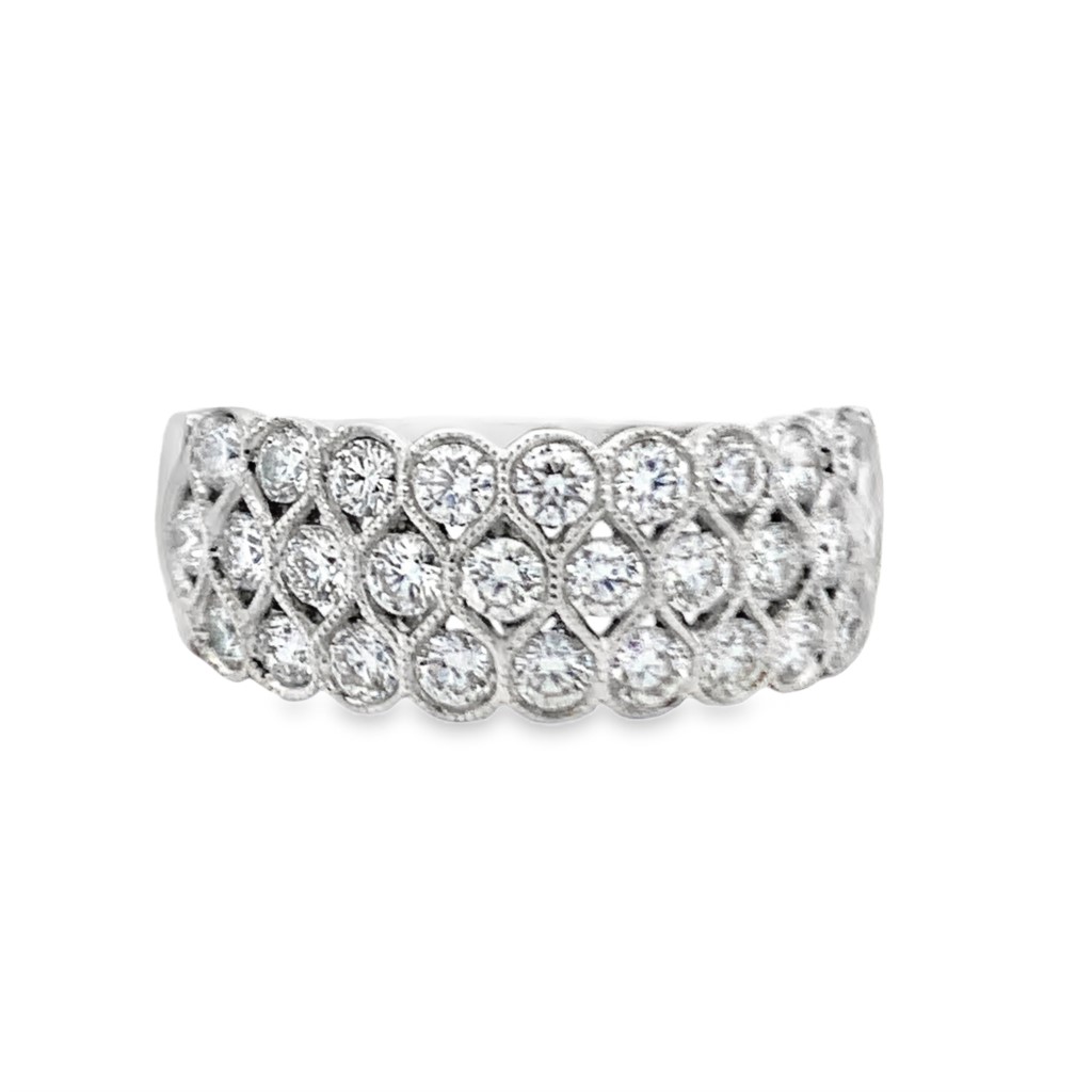 18K White Gold Milgrain Diamond Ring