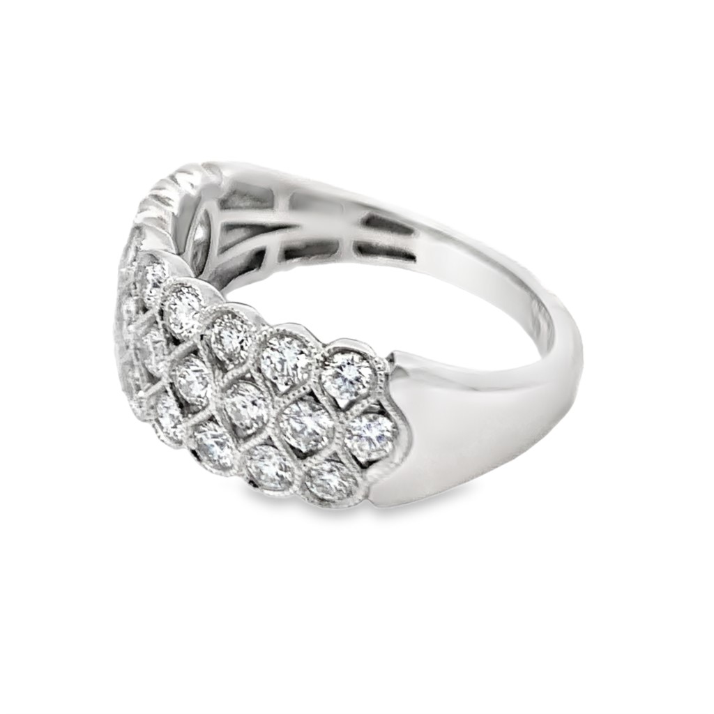 18K White Gold Milgrain Diamond Ring