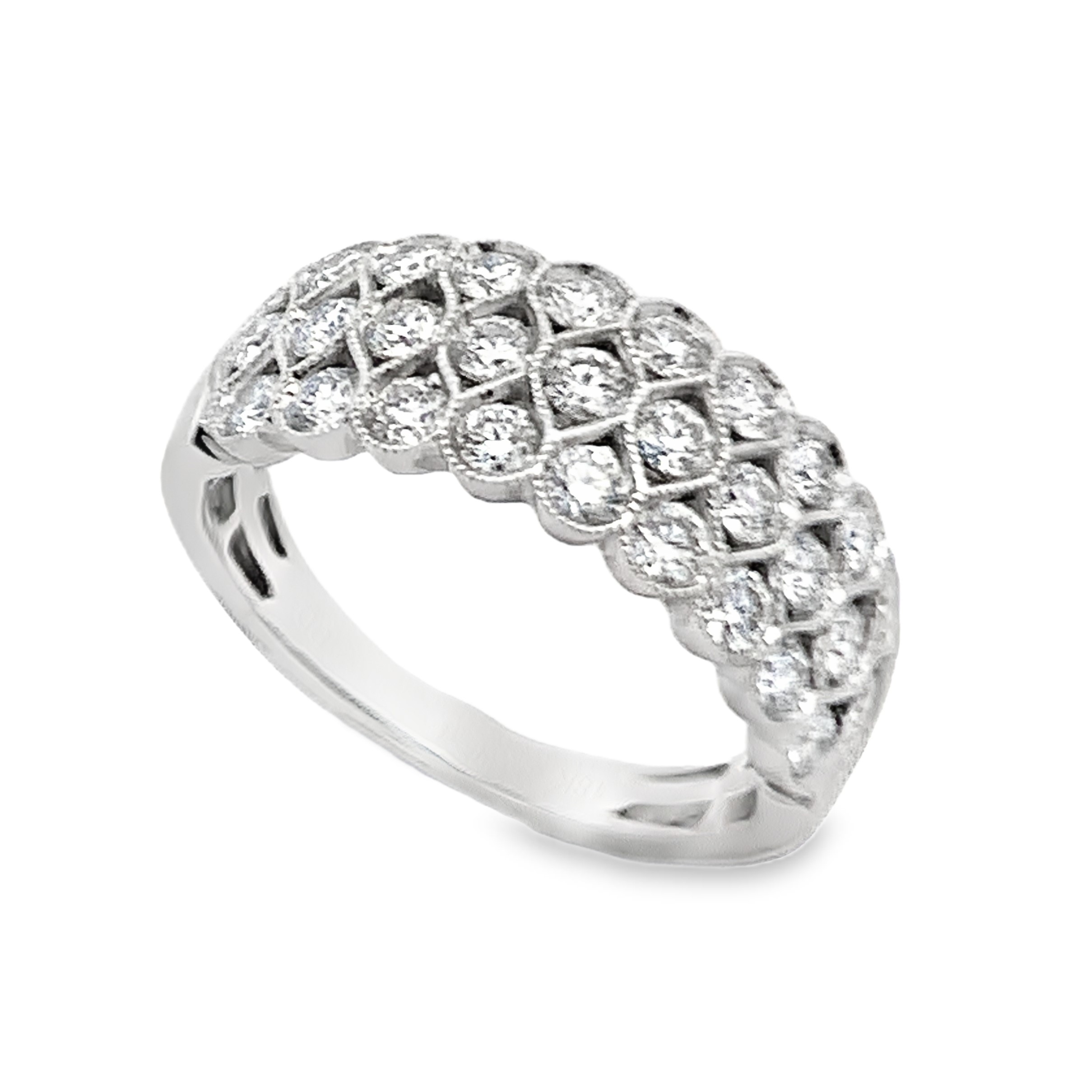 18K White Gold Milgrain Diamond Ring