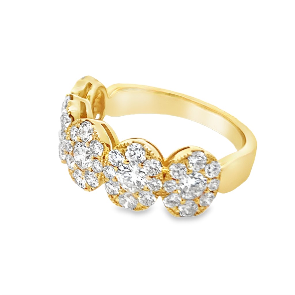 18K Yellow Gold Diamond Five-Cluster Band