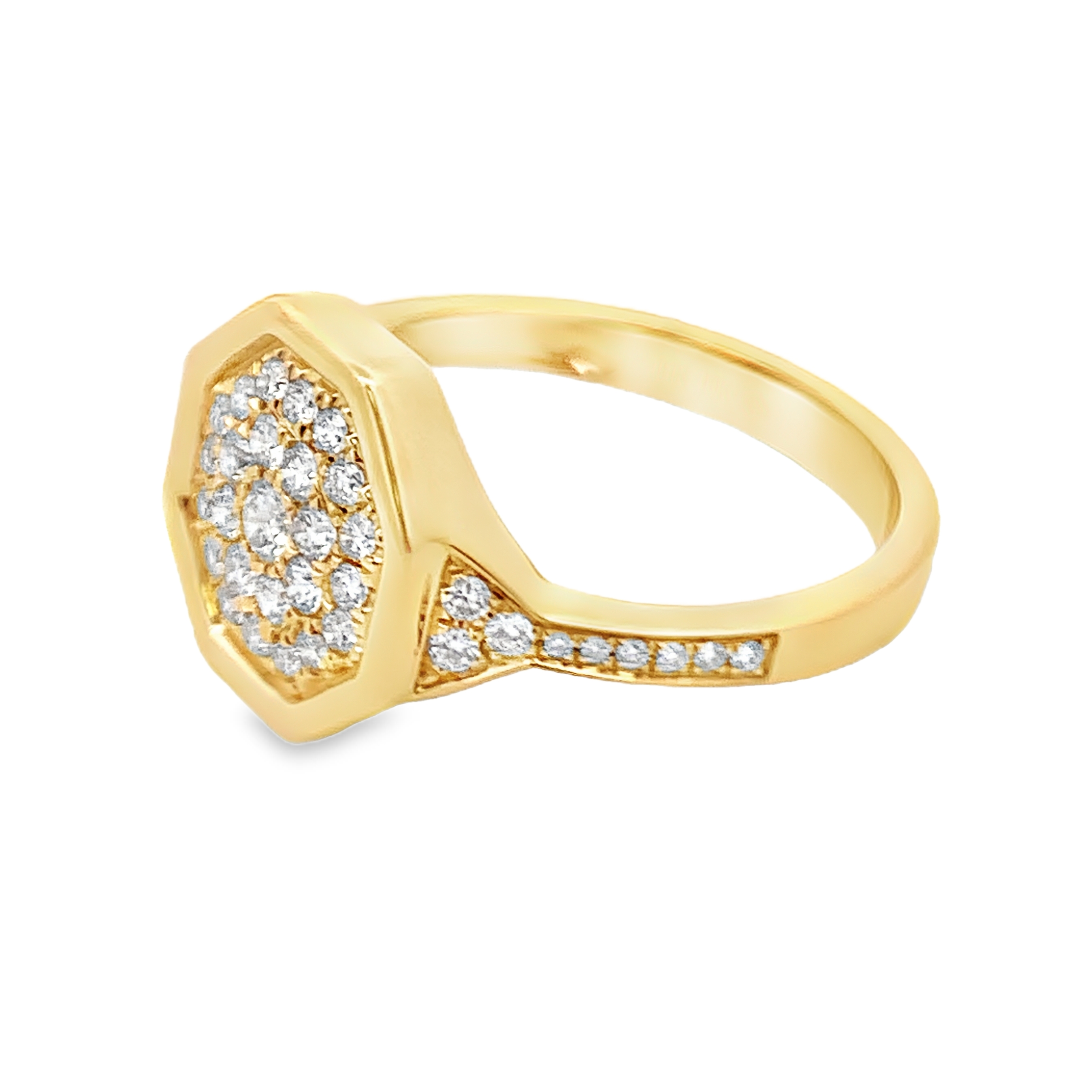 18K Yellow Gold Diamond Pave Signet-Style Ring