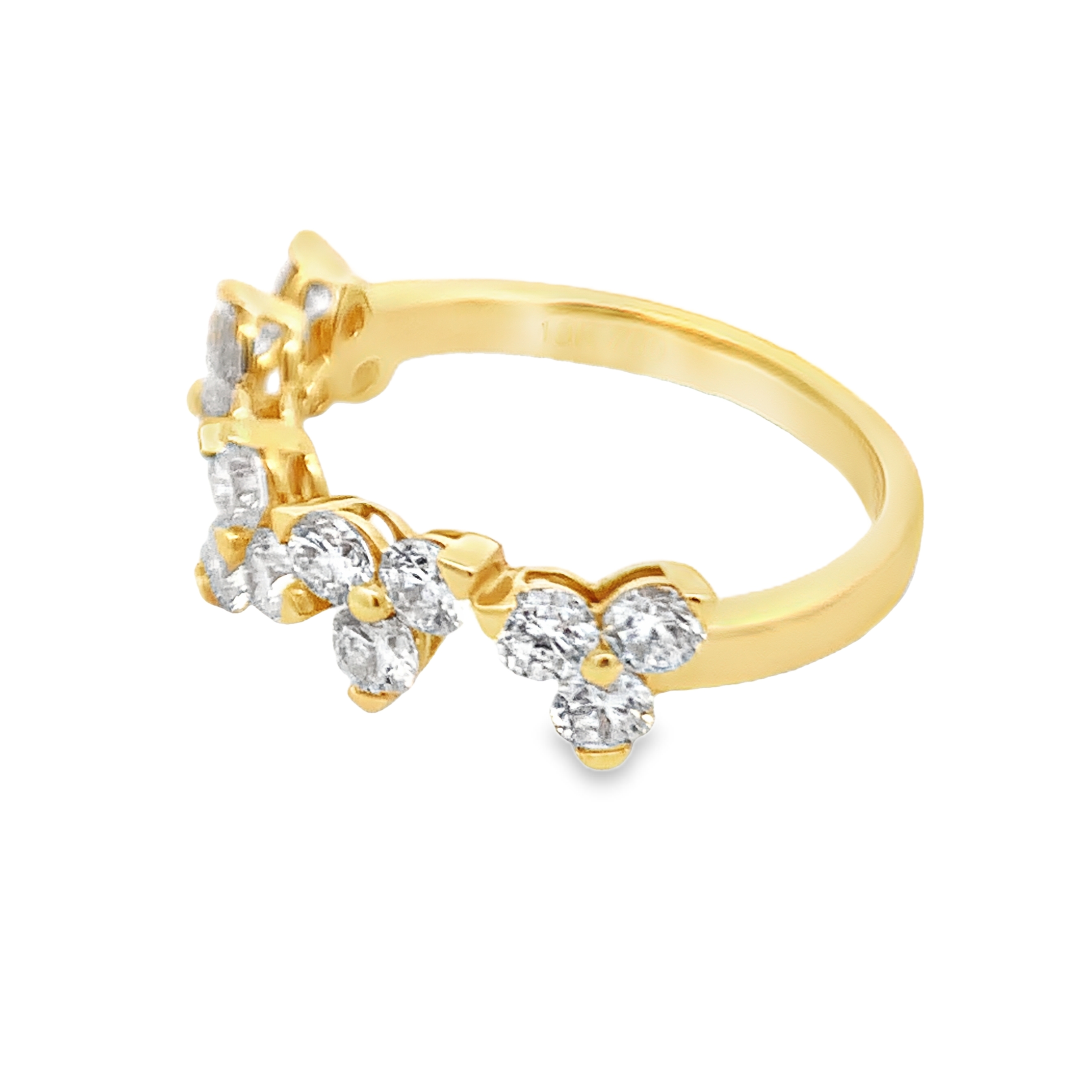 18K Yellow Gold Diamond Trio Clusters Ring