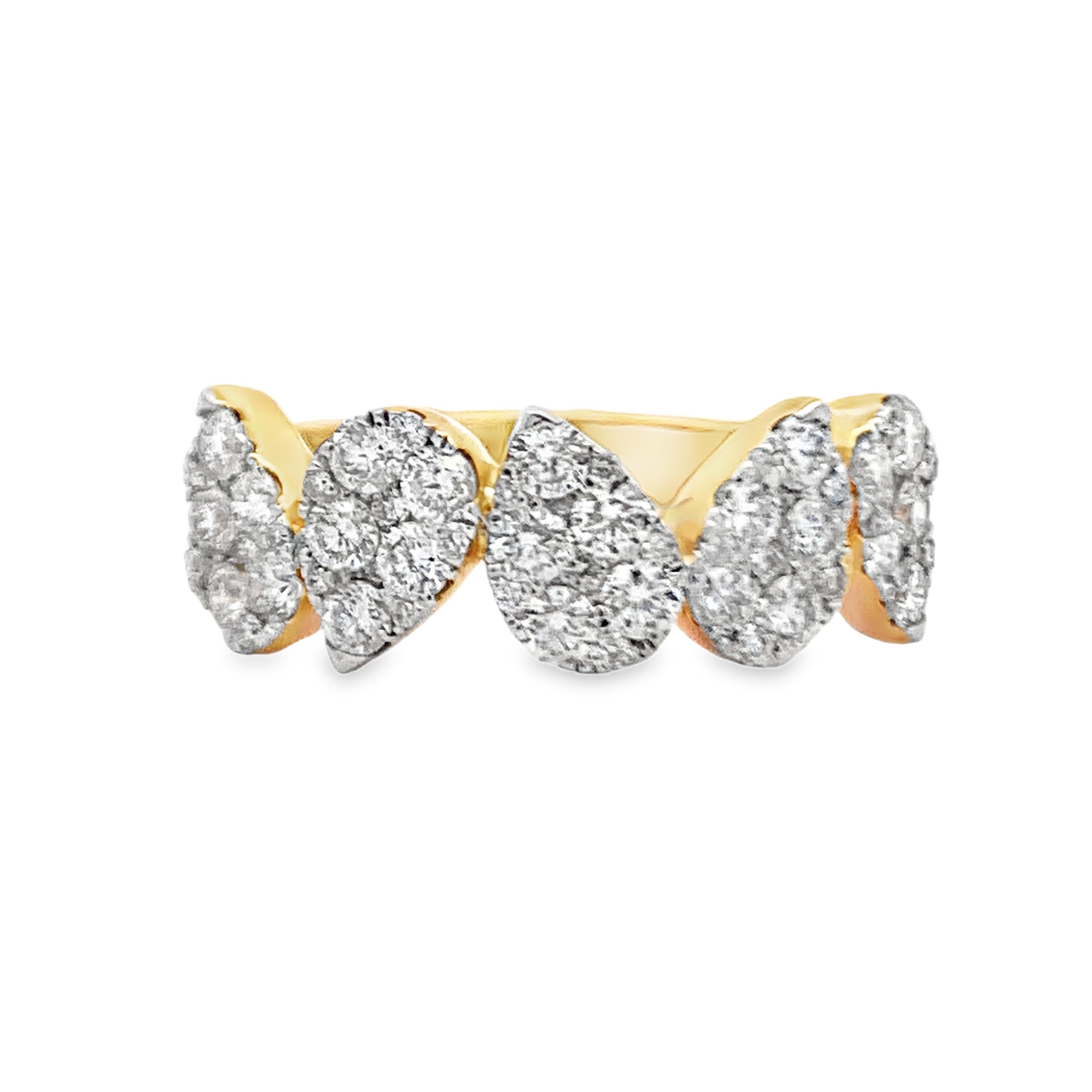 18K Yellow Gold Diamond Clusters Ring