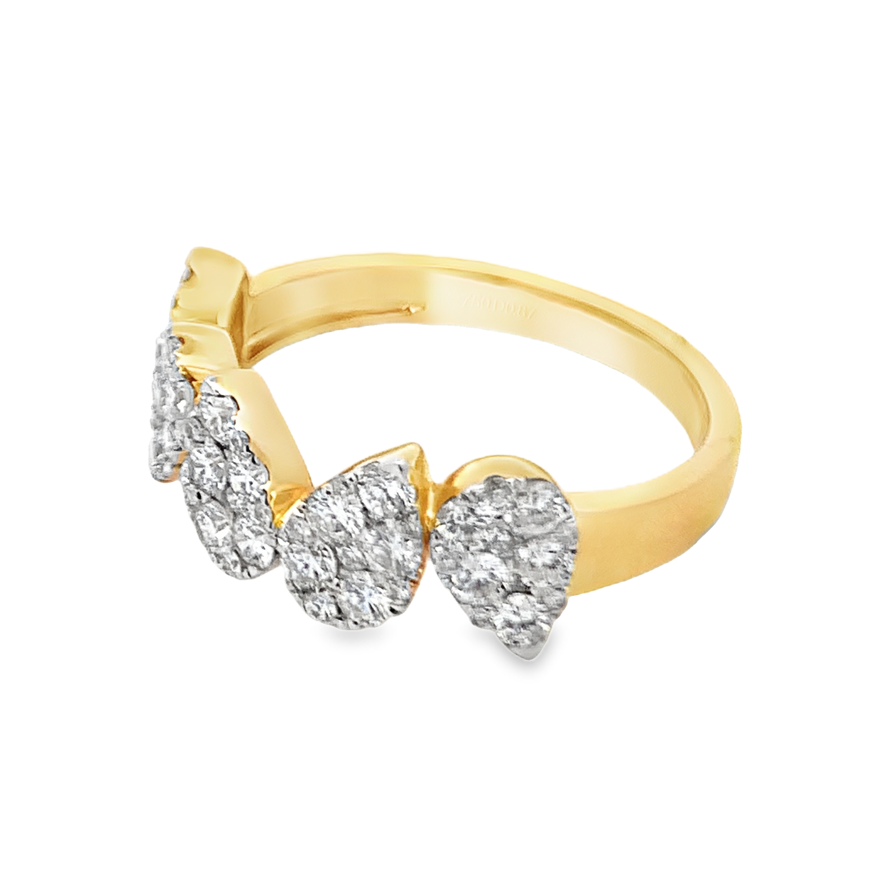 18K Yellow Gold Diamond Clusters Ring