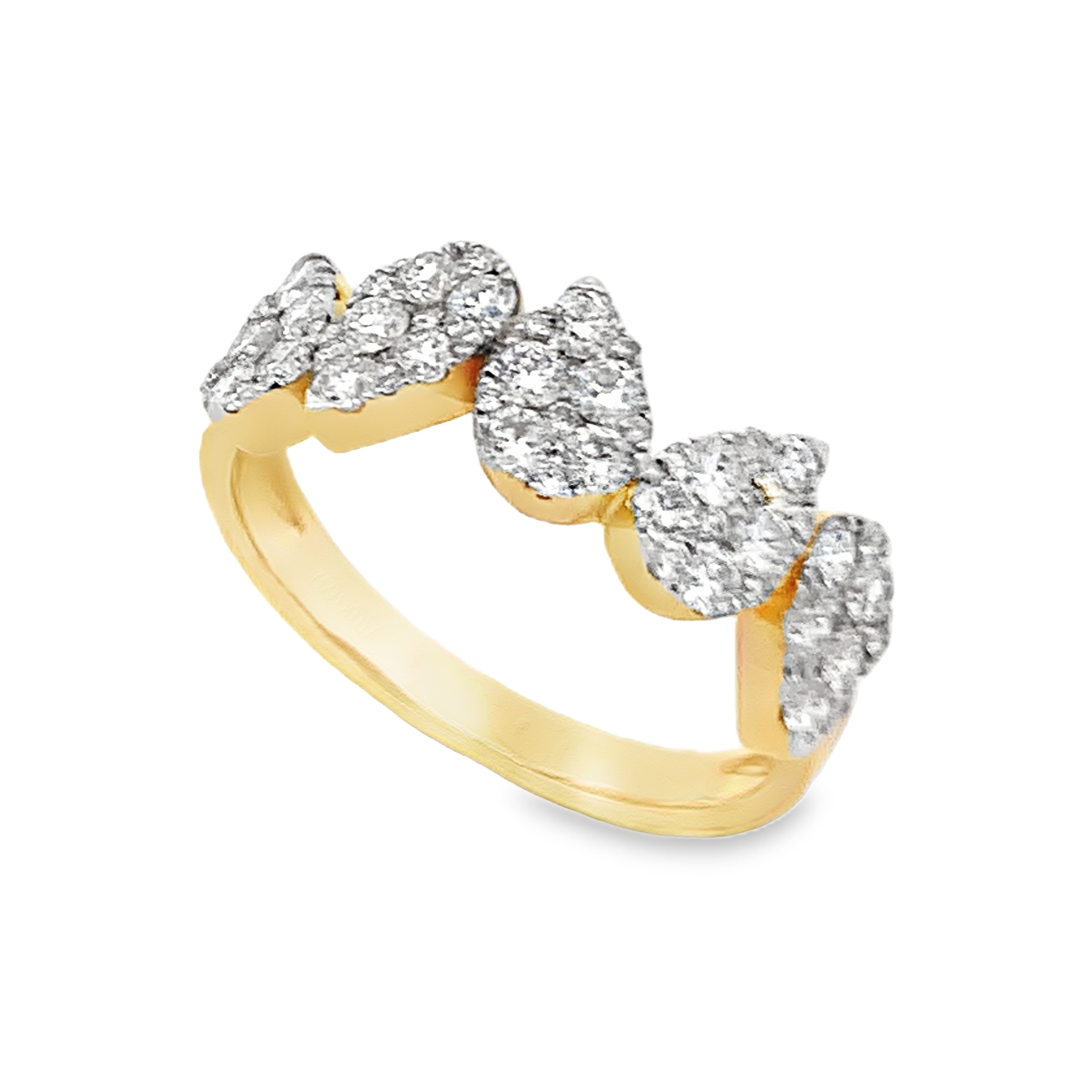 18K Yellow Gold Diamond Clusters Ring