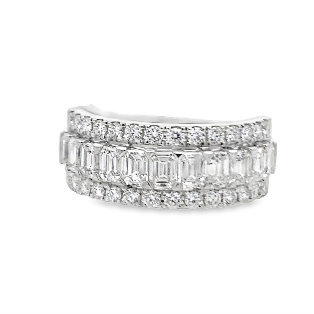 18K White Gold Multi-Rows Diamond Ring