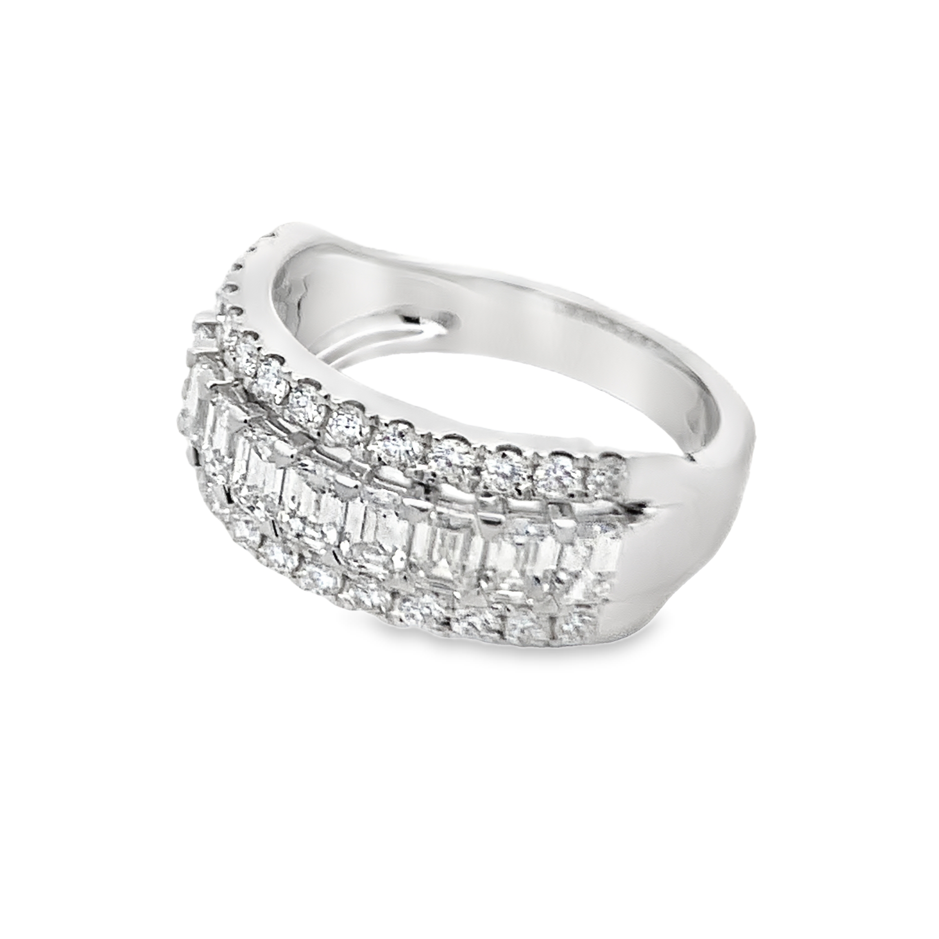 18K White Gold Multi-Rows Diamond Ring