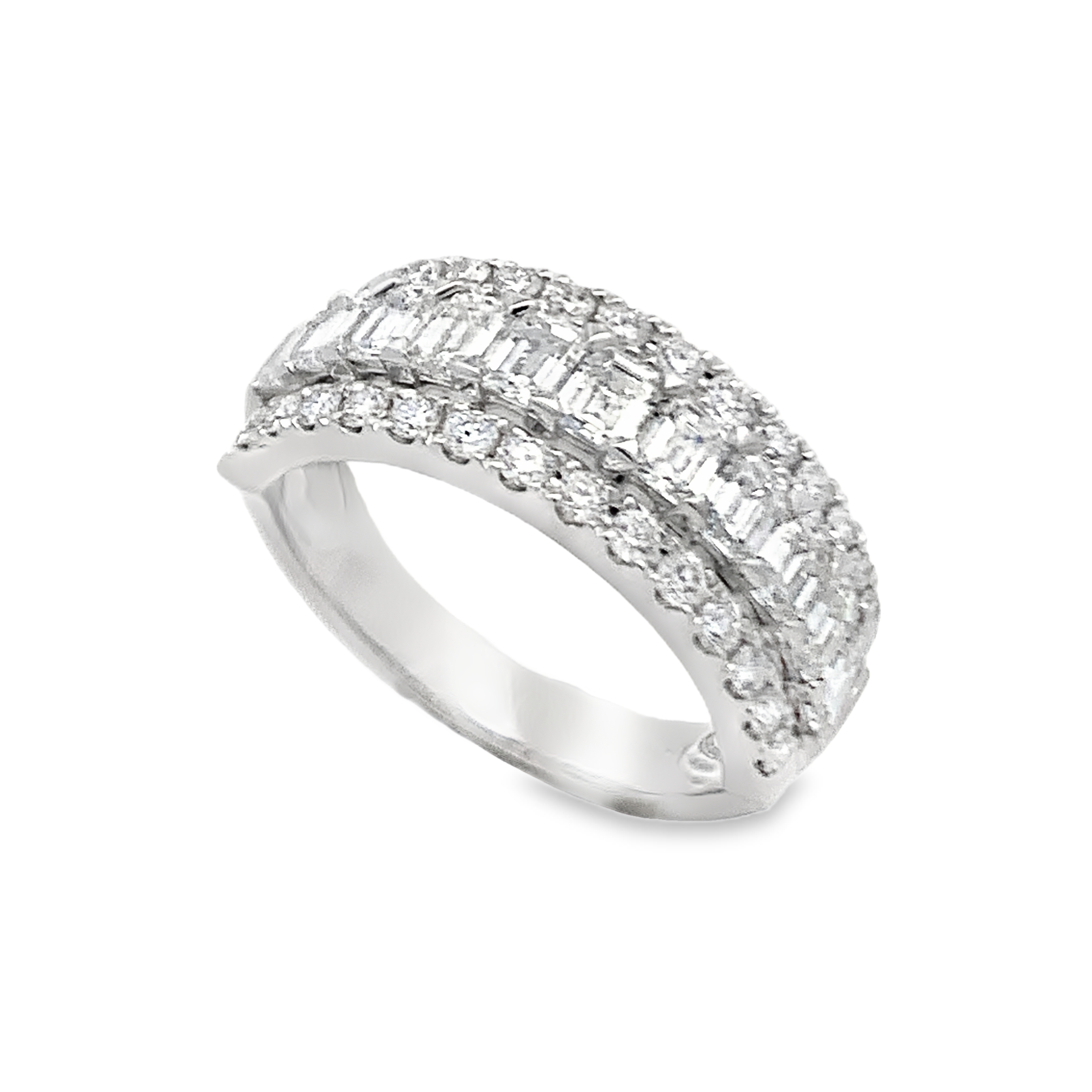 18K White Gold Multi-Rows Diamond Ring