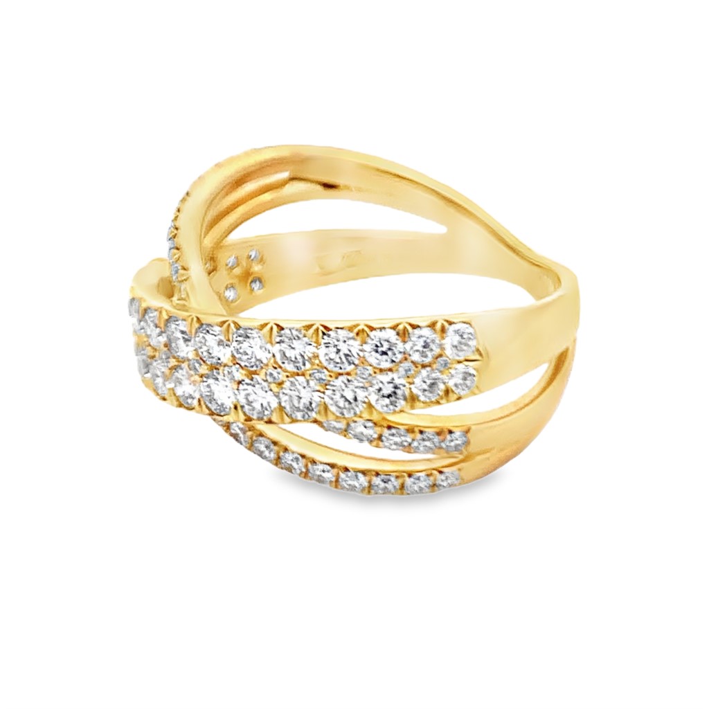 18K Yellow Gold Criss Cross Diamond Ring