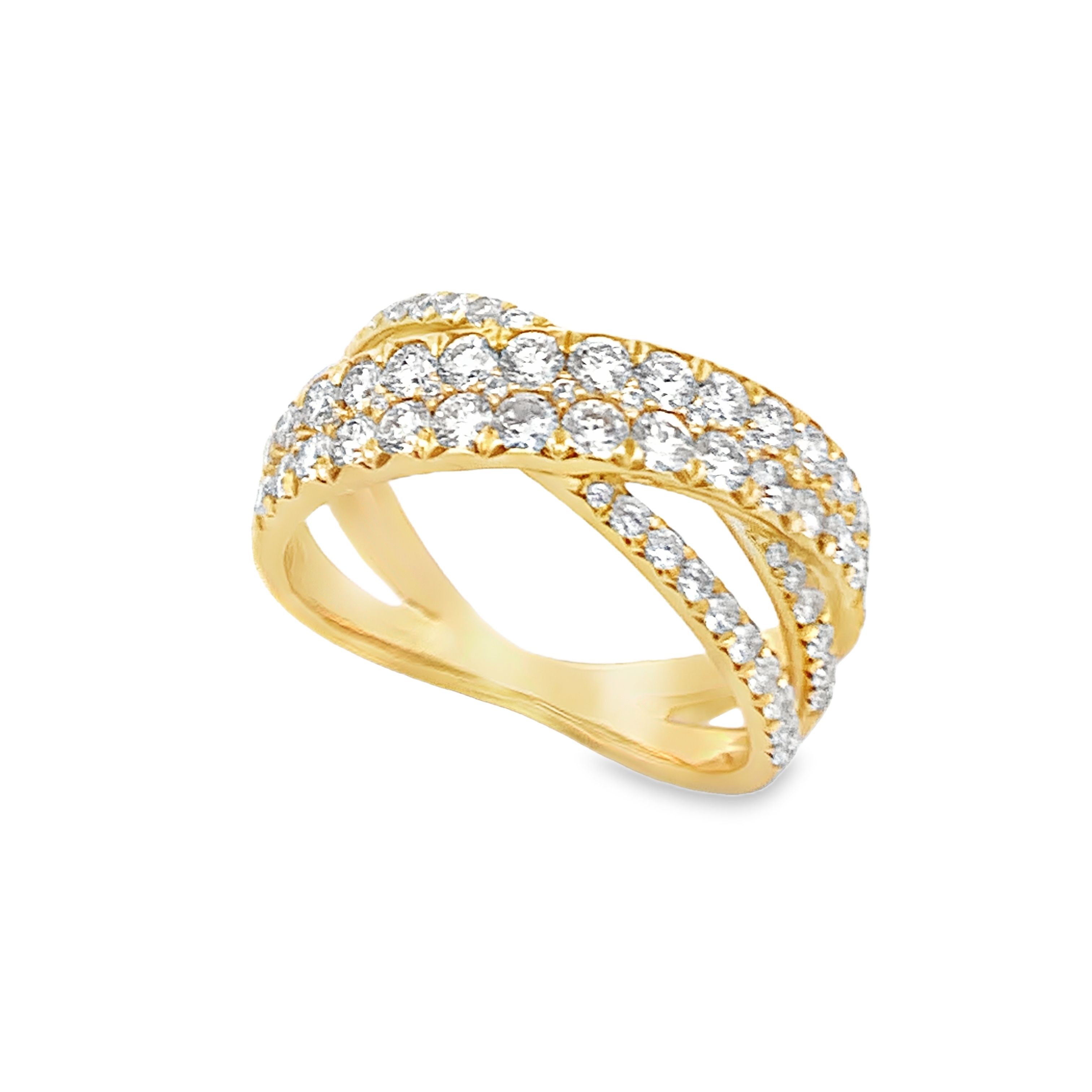 18K Yellow Gold Criss Cross Diamond Ring